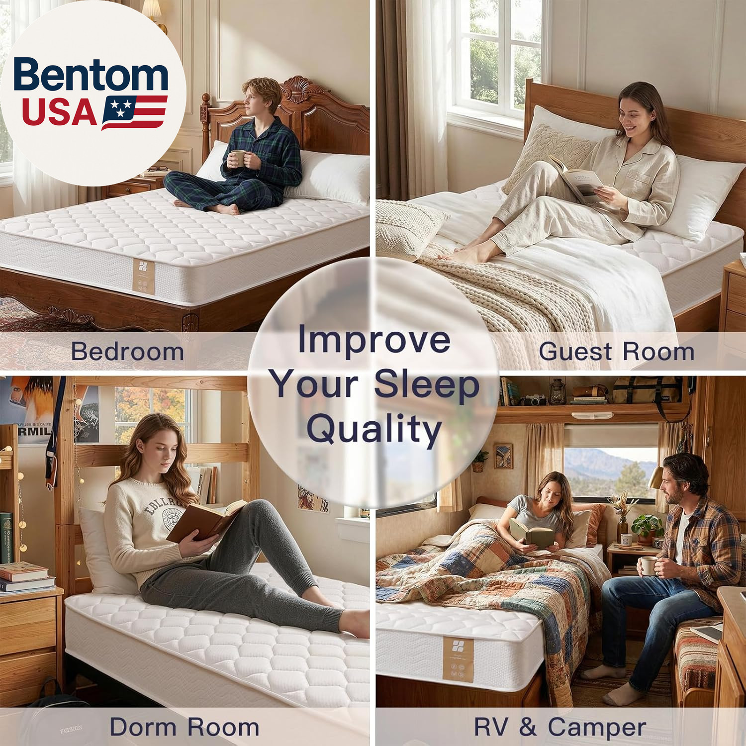 6 Inch Twin Mattress with Bonnell Spring, Twin Mattress for Kids, Memory Foam Ma
