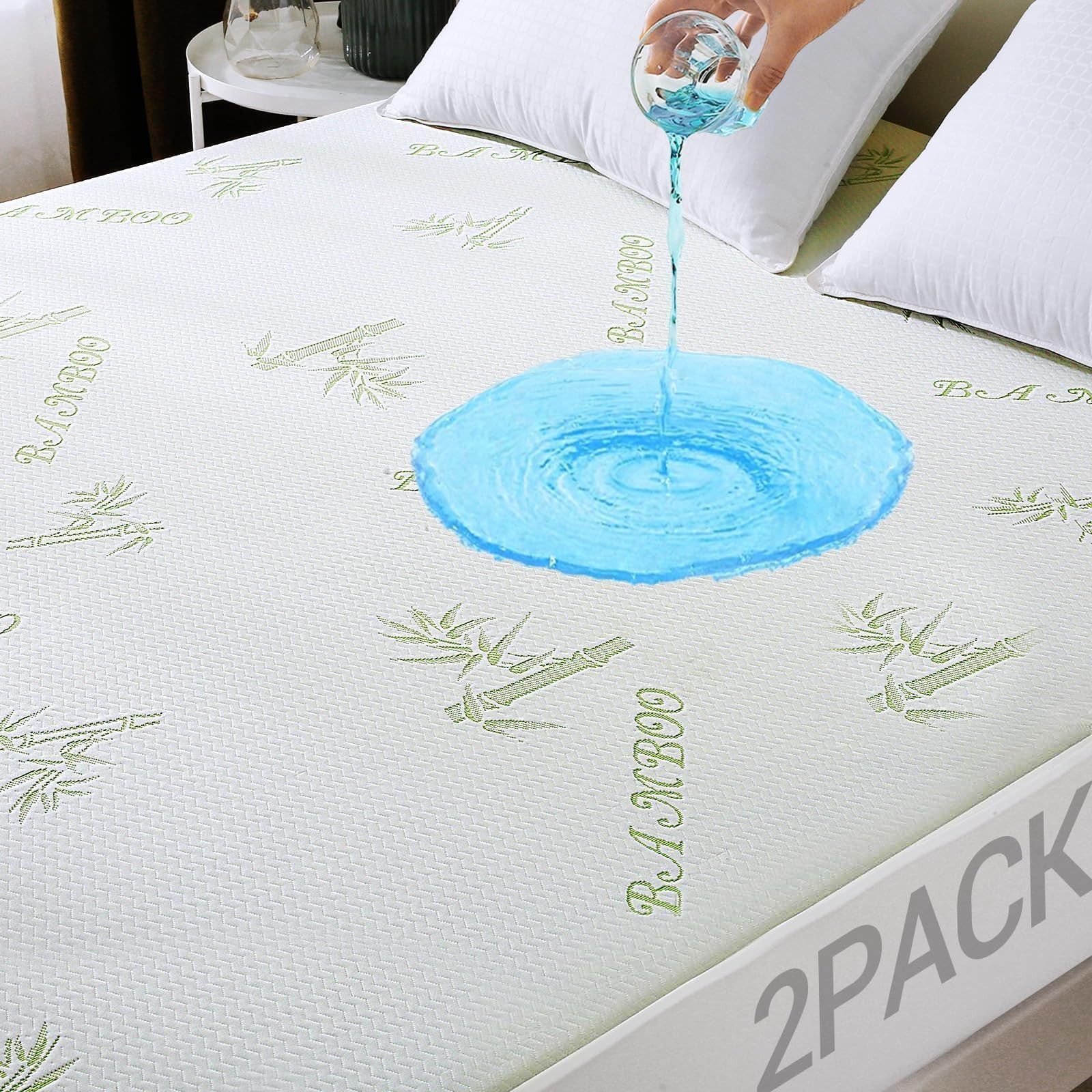 MUXHOMO 2 Pack California King Mattress Protector, King, White
