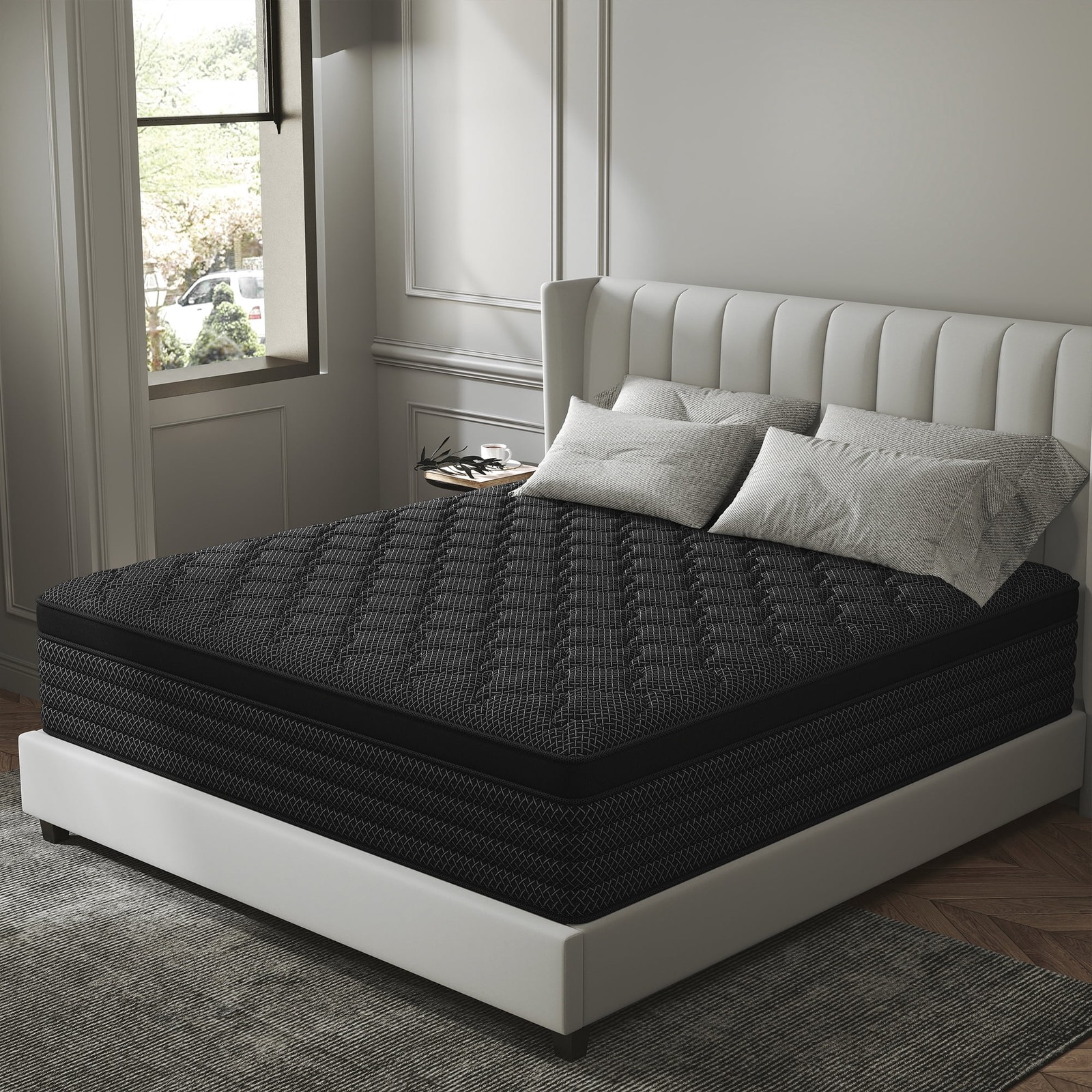 Kviwasha 12 Inch Queen Hybrid Mattress, Pocket Innerspring, Cooling Gel Memory