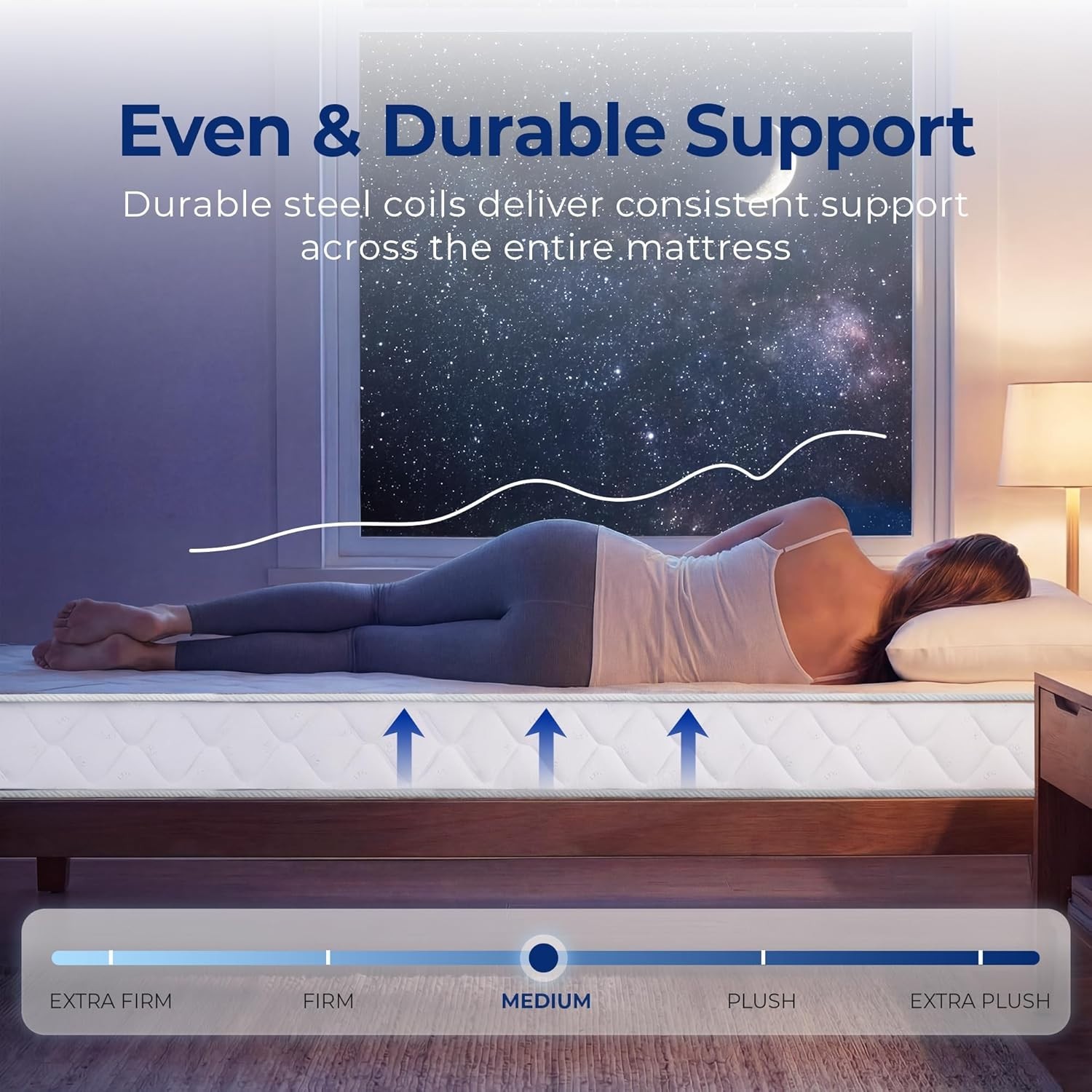 Versatile Full Size 8-Inch Hybrid Mattress with Cooling Gel & Eco-Friendly Cover