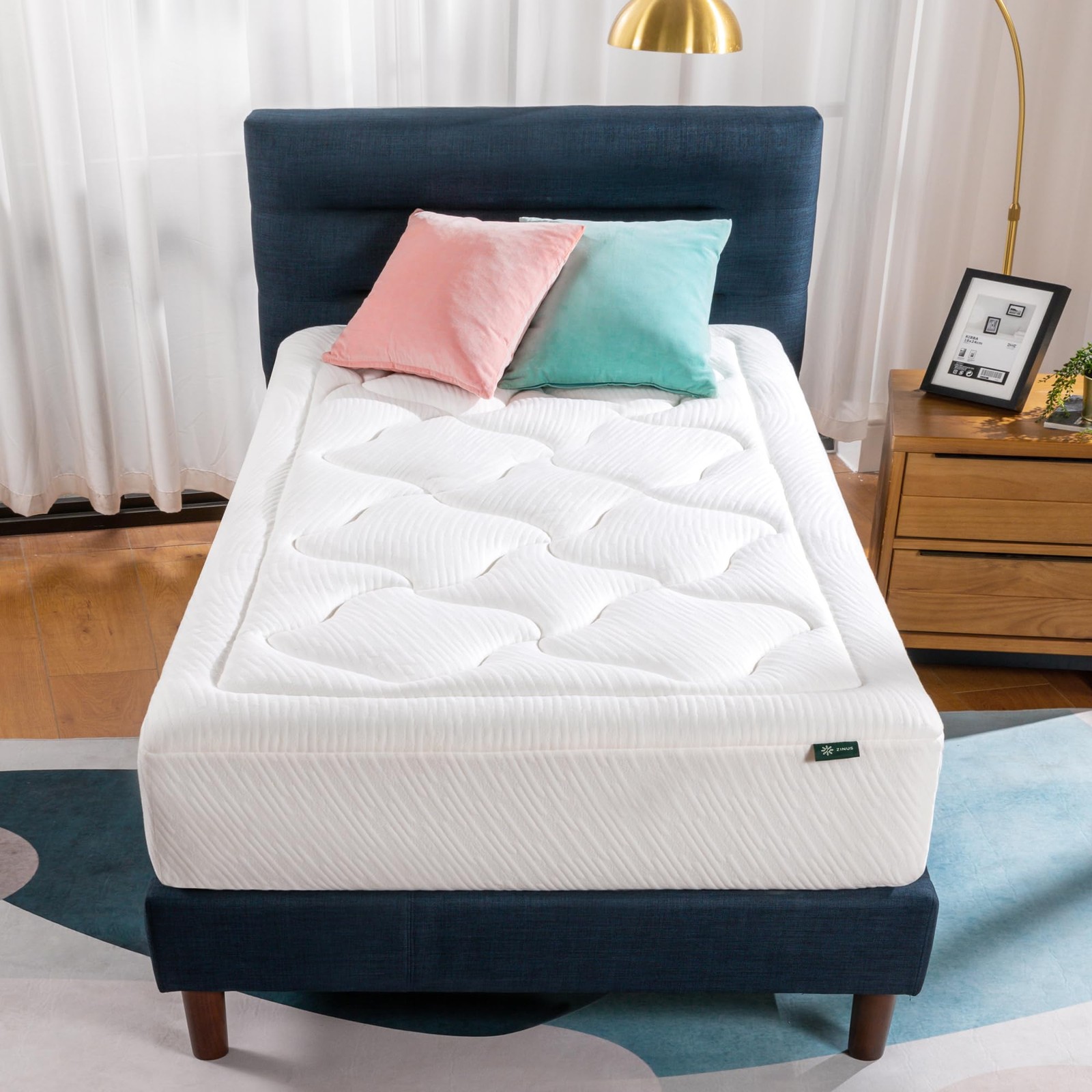 Memory Foam Mattress 12 Inch Twin White Pressure Relieving Zinus Cloud OEKO-TEX