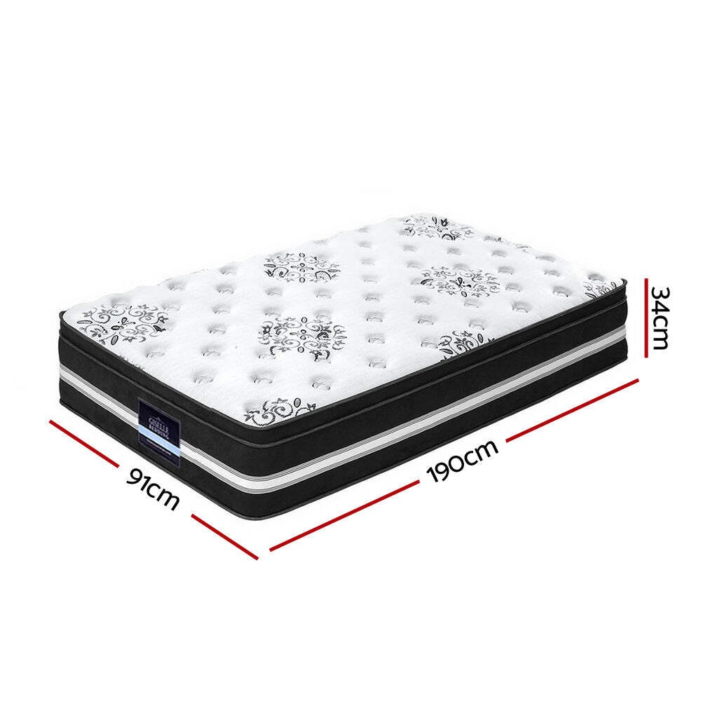 NNEDSZ Bedding Donegal Euro Top Cool Gel Pocket Spring Mattress 34cm Thick ? Sin