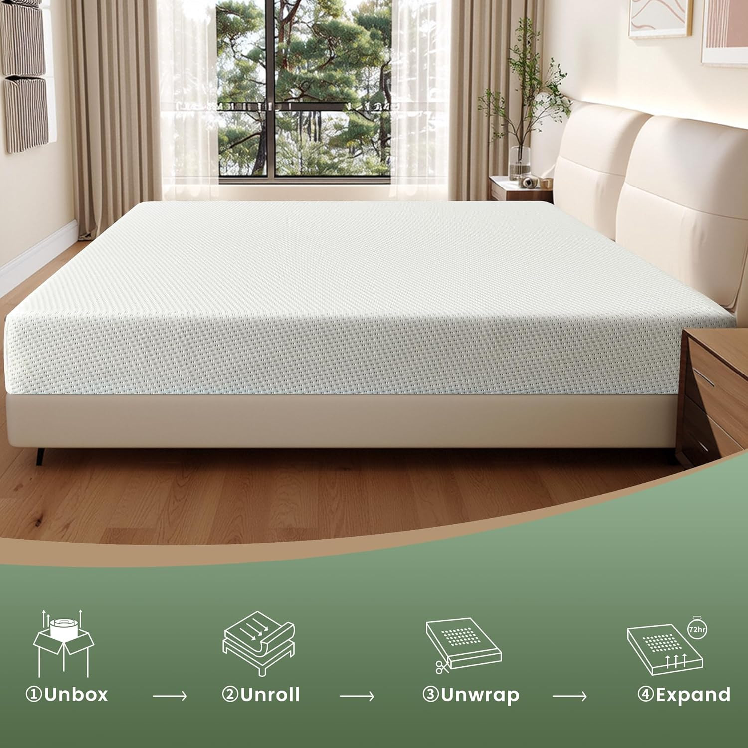 Twin Size Mattress, 5“Gel Memory Foam Mattress in a Box, Fiberglass Free, White