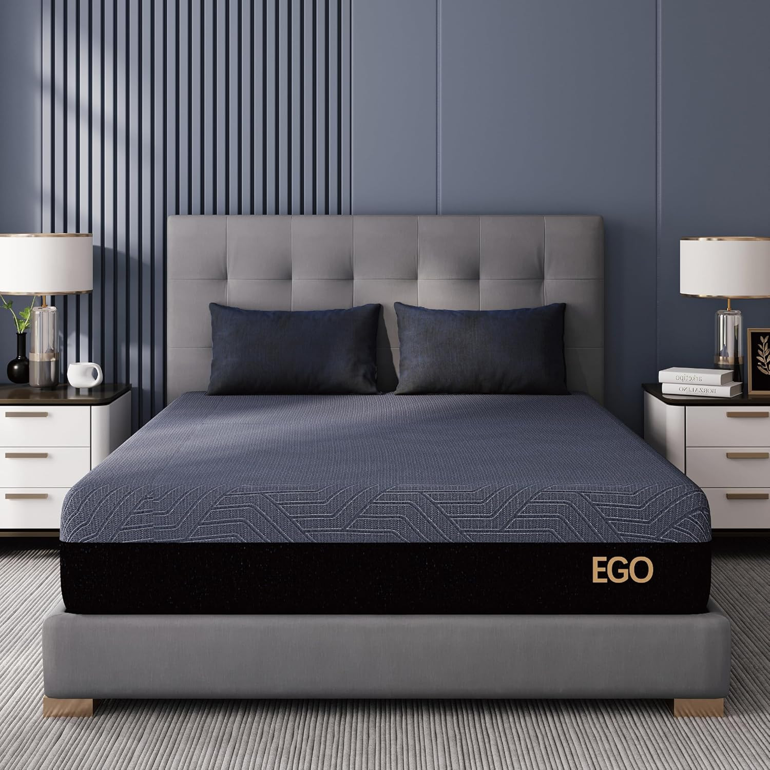 EGOHOME 14 Inch King Size Memory Foam Mattress for Back Pain, Cooling Copper Gel