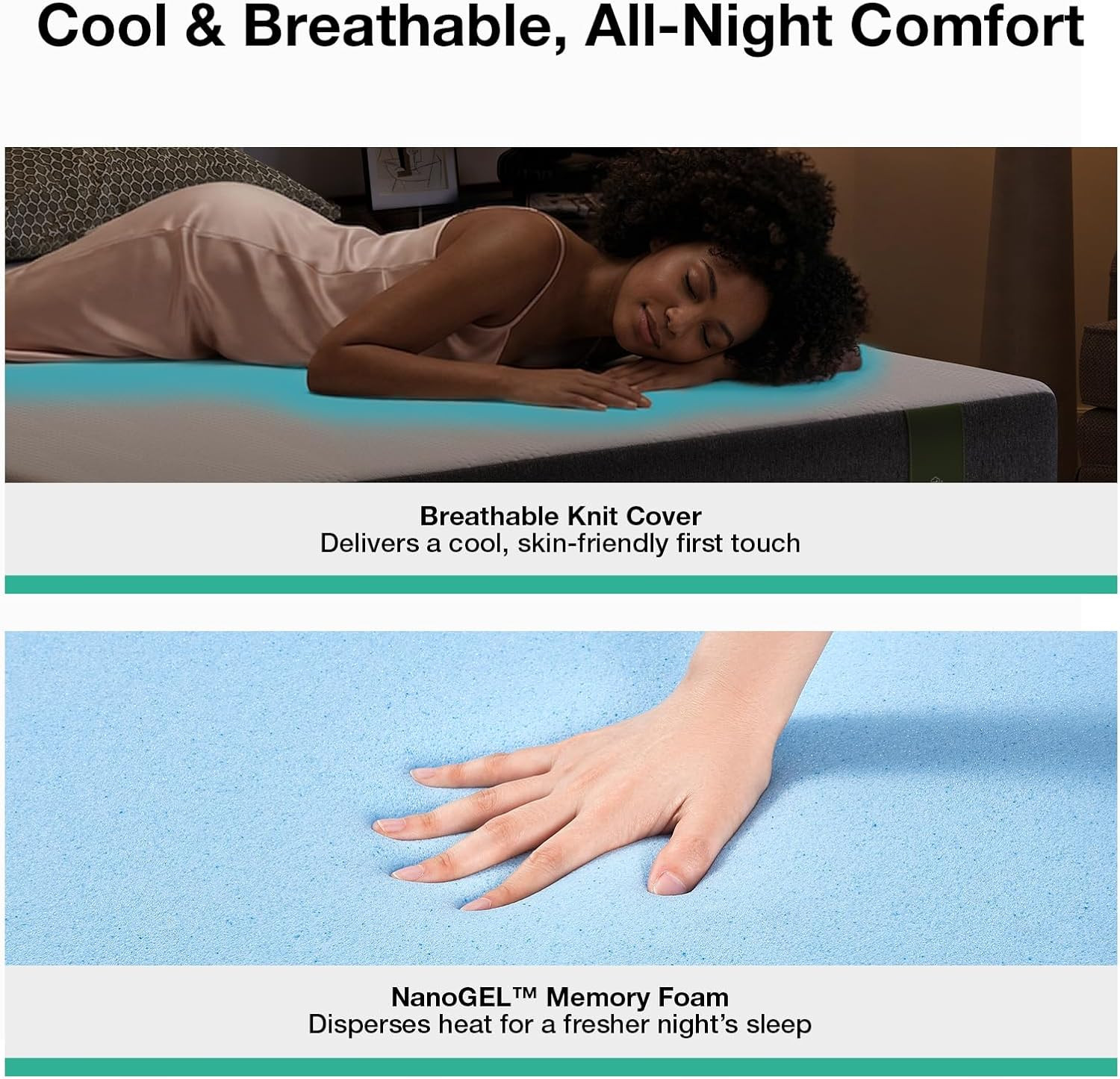 6 Inch Twin Mattress for Kids, Mattress in a Box with Nanogel Memory Foam for Co