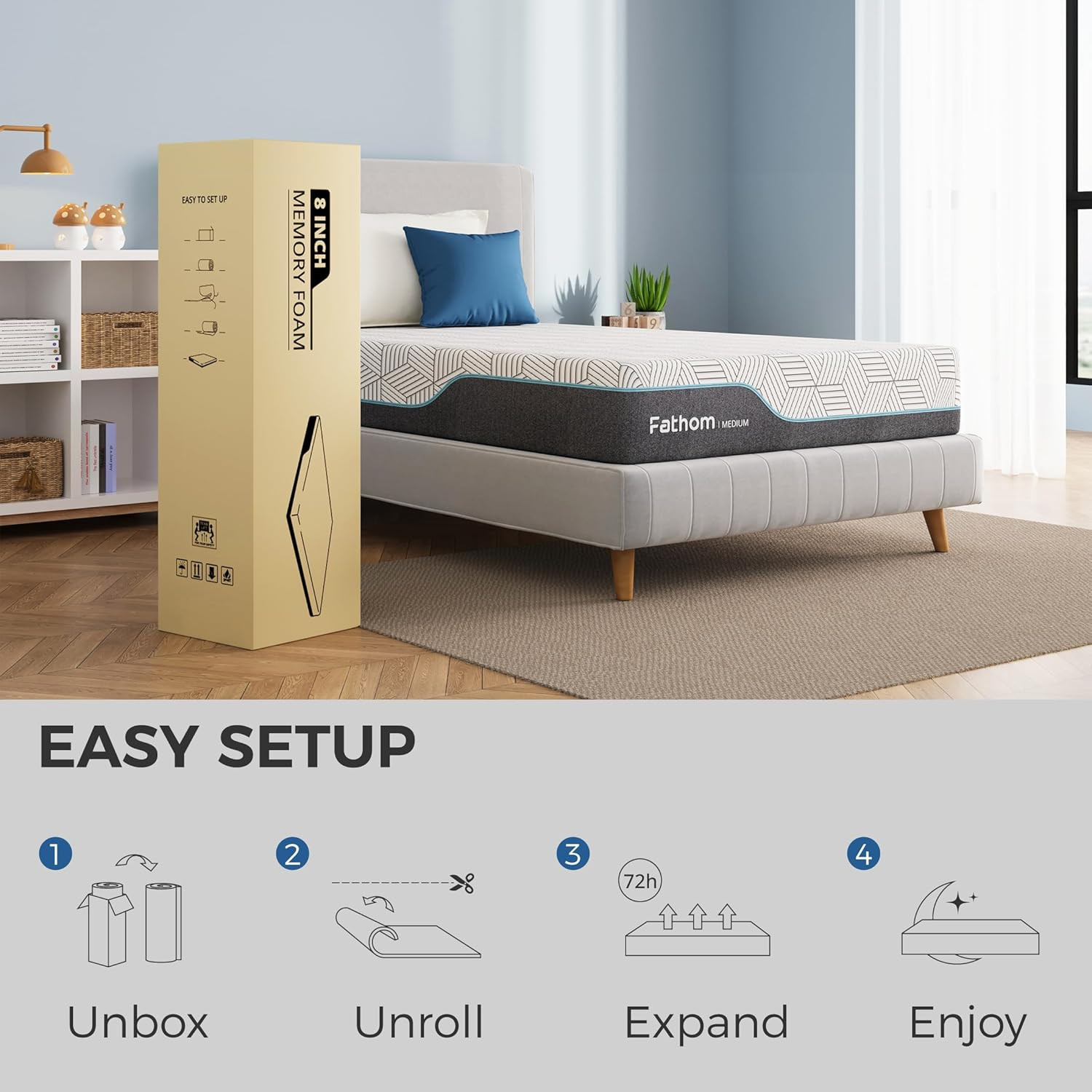 10″ Queen Memory Foam Mattress for Cool Sleep & Back Pain Relief, CertiPUR-US
