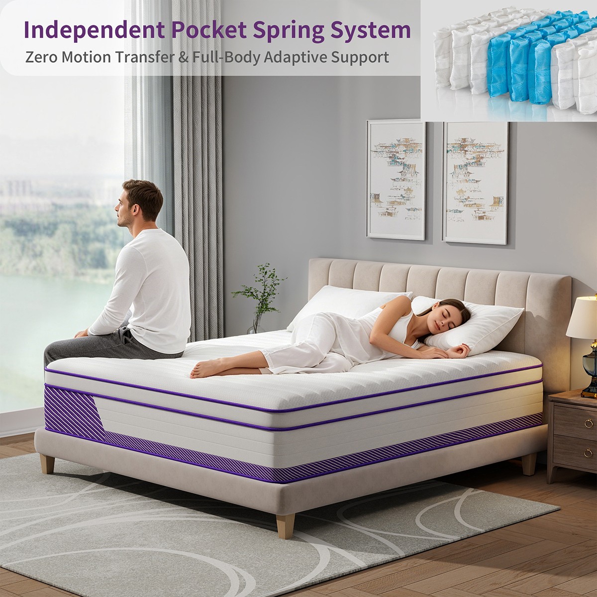 12 Inch Hybrid Spring Mattress in Box Gel Memory Foam Twin Full Queen King Size