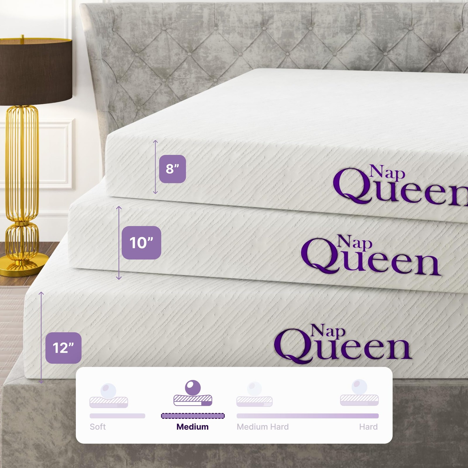 8 Inch Twin Size Mattress, Cooling Gel Memory Foam Mattress, Bed in a Box, White