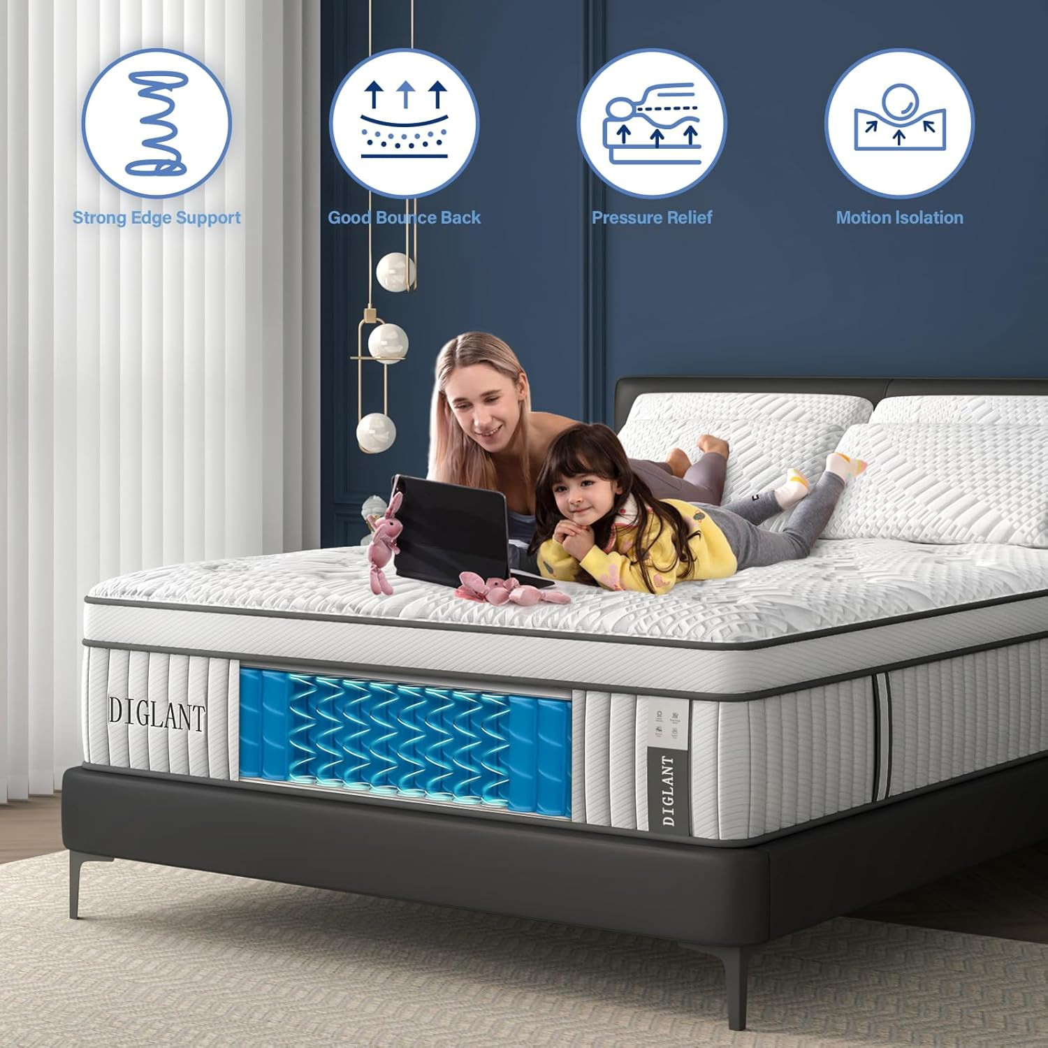 King Mattress, 14Inch Euro Top Gel Memory Foam Hybrid Mattress, Comfort Medium F