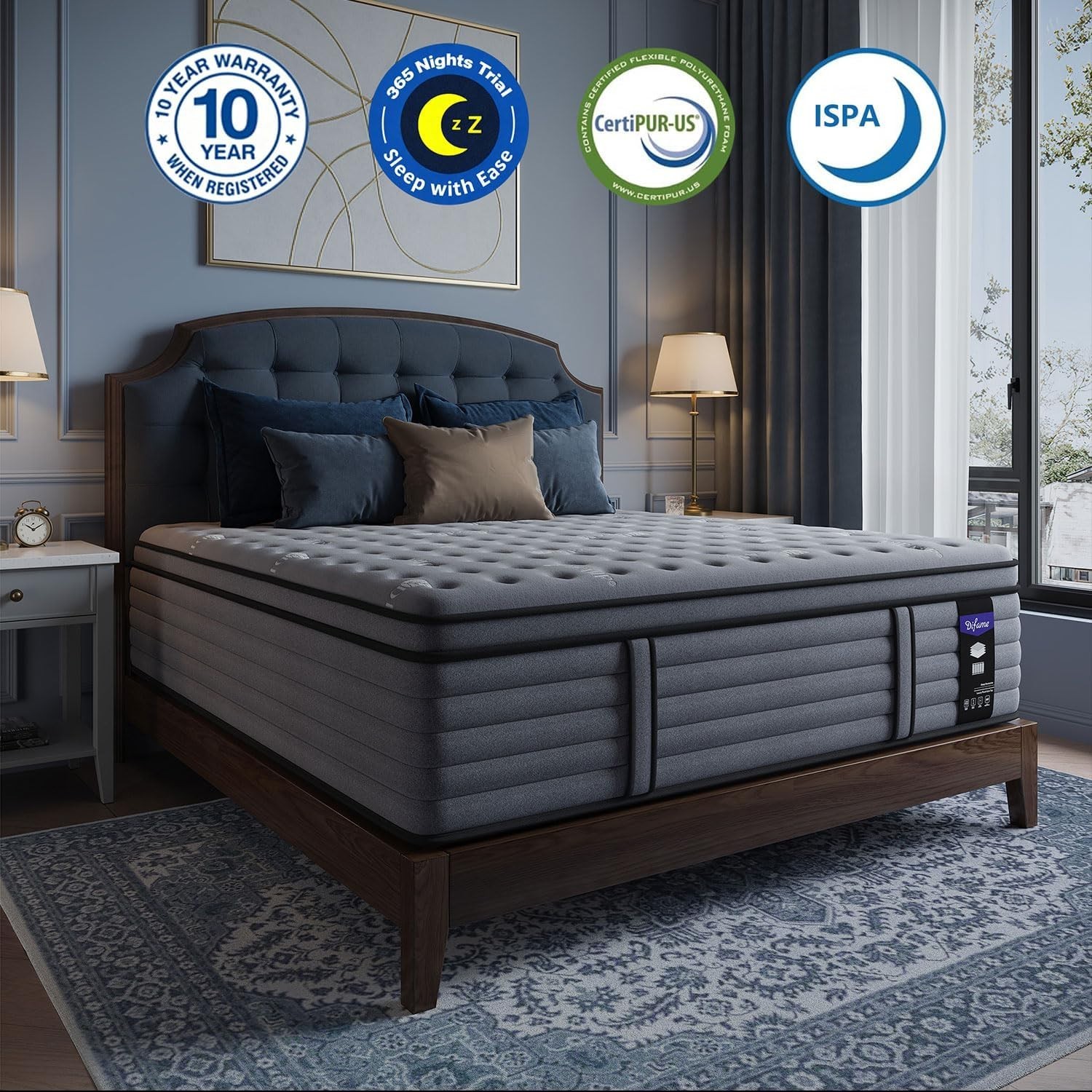 Firm Queen Size Mattress, Hotel Luxury 14 Inch Hybrid Queen Size Mattress in a B