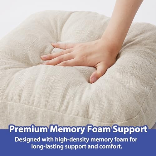 Chair Cushions, Memory Foam Dining Chair Cushions, Tufted Pack of 4 Beige