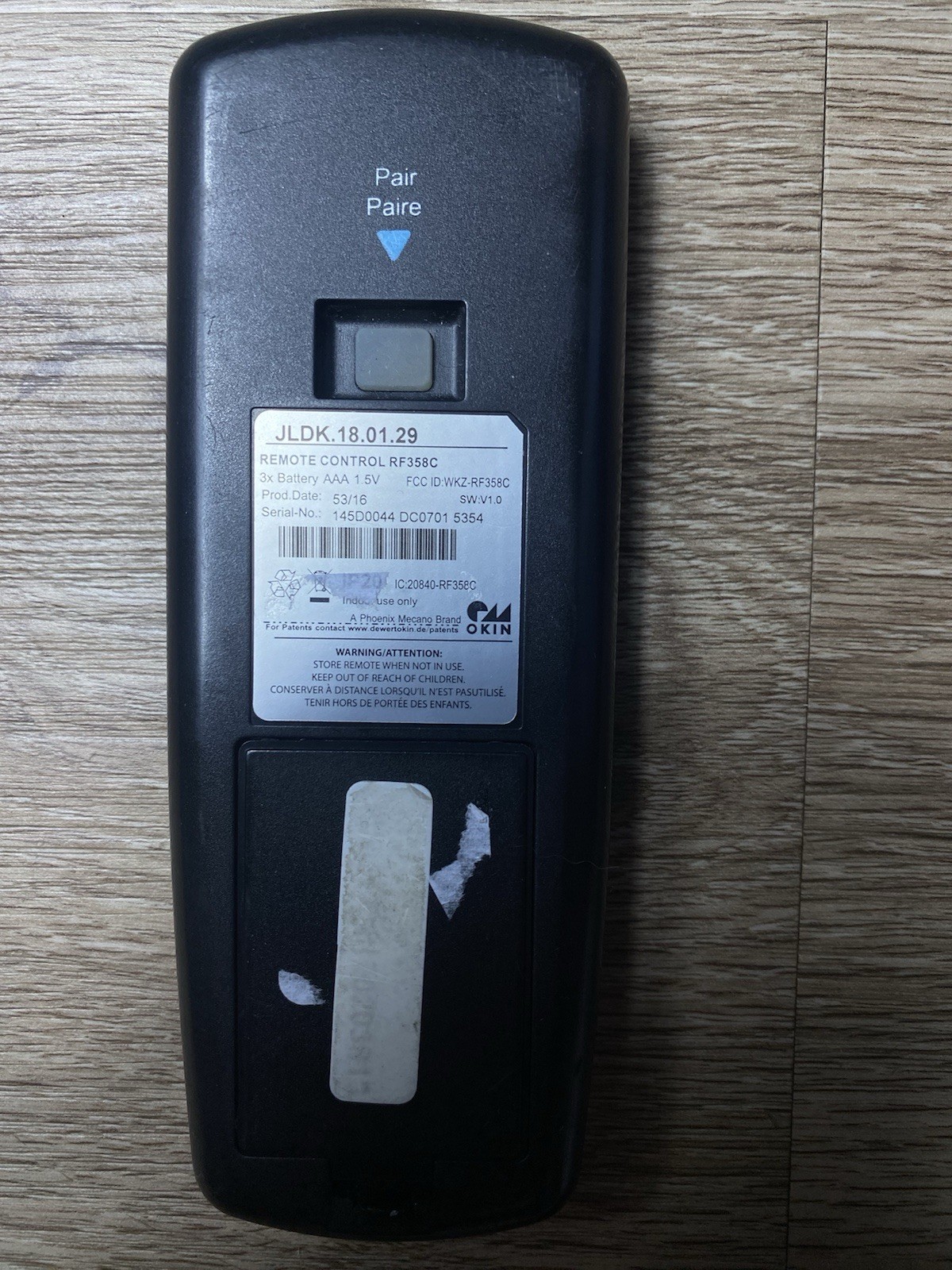 OEM Sealy Ease 1.0 Remote Control RF358C JLDK.18.01.29 PREOWNED