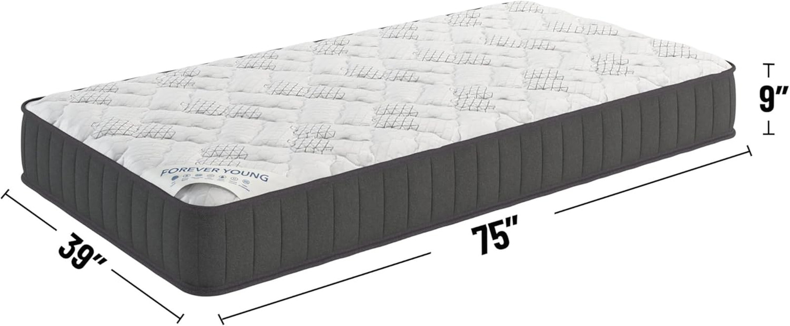 9″ Hybrid Twin Mattress – Firm – Fiberglass-Free – Bed in a Box