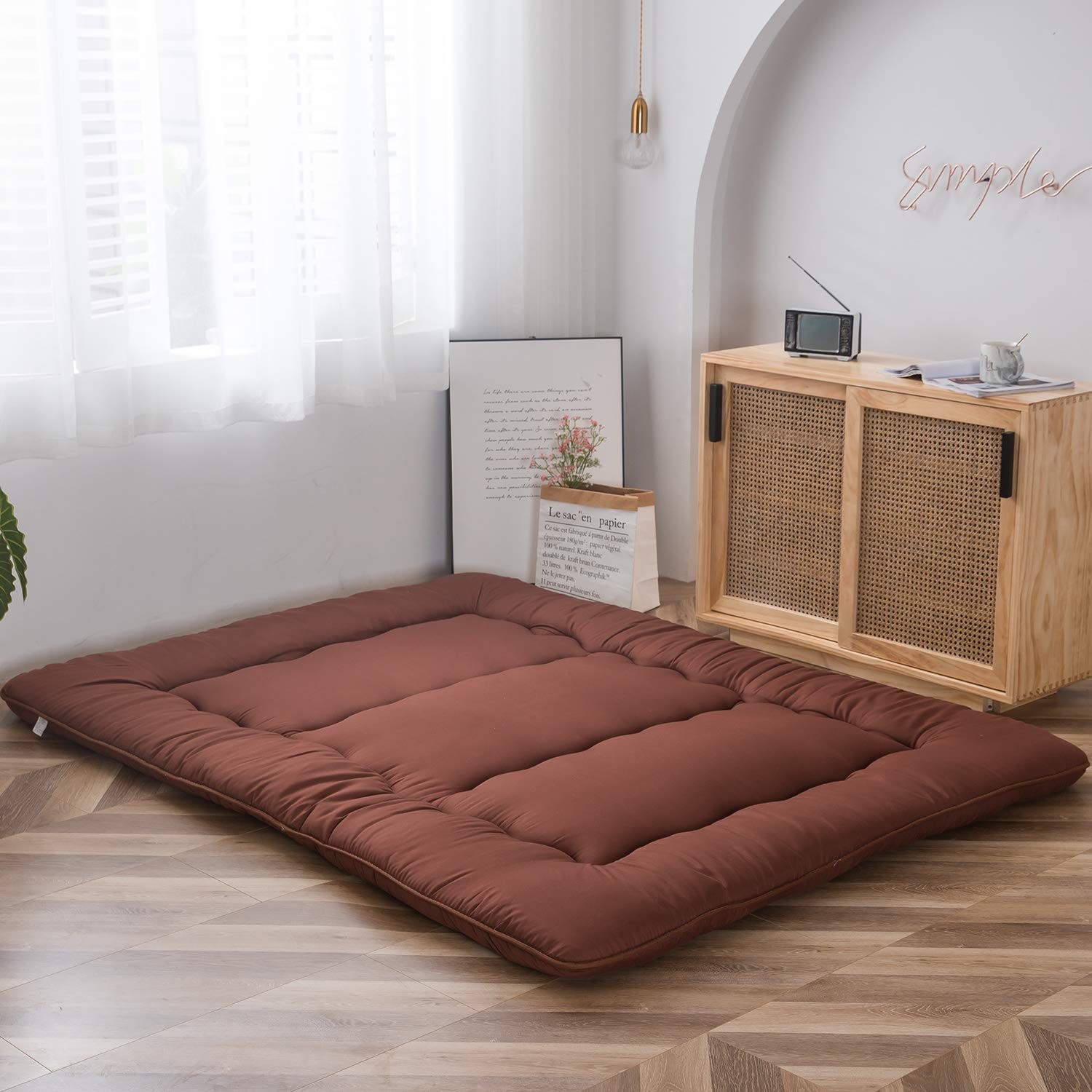 Japanese Floor Mattress Futon Mattress, Thicken Tatami Mat Sleeping Pad Foldable