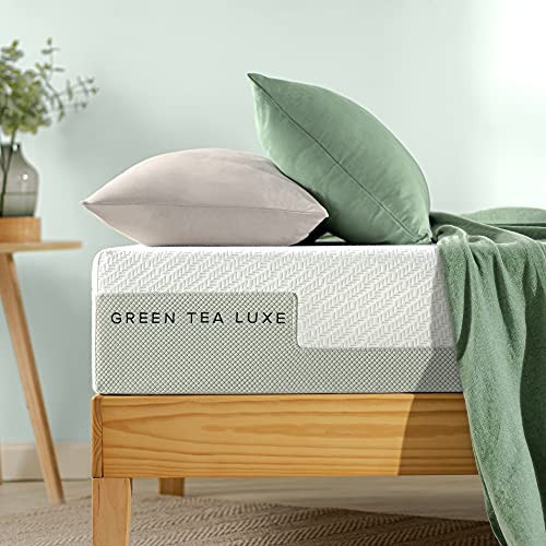 ZINUS 10 INCH GREEN TEA LUXE MEMORY FOAM MATTRESS QUEEN PRESSURE RELIEVING