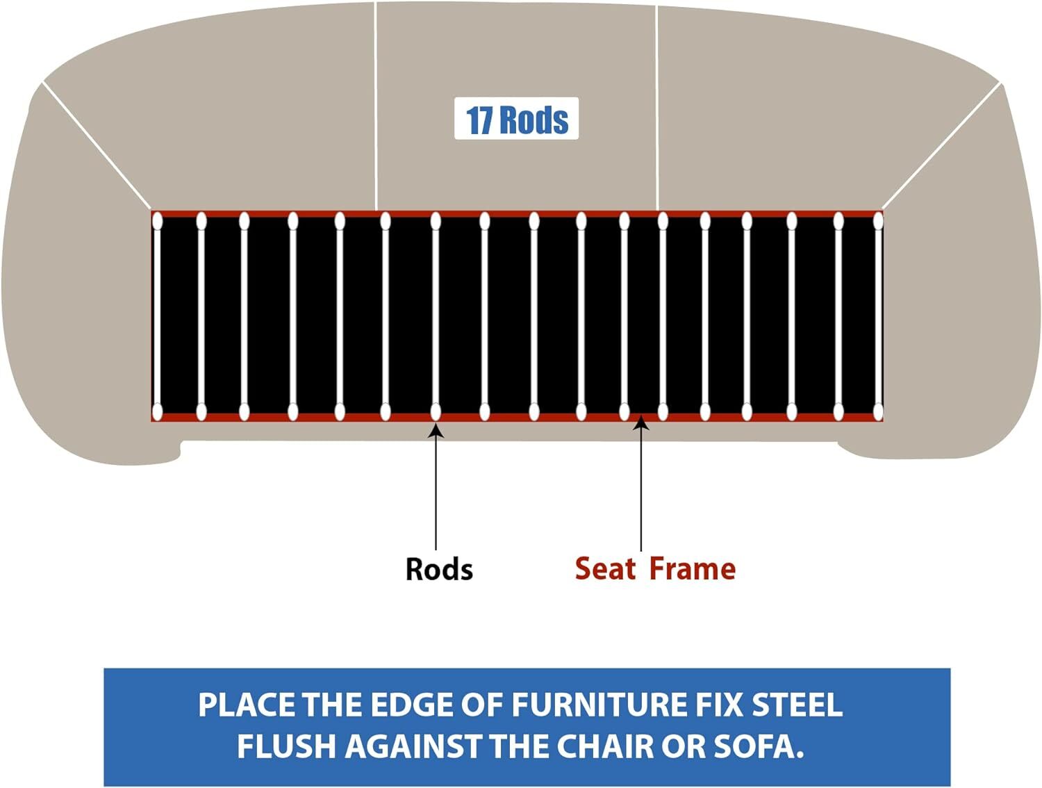 Furniture Fix Steel for Chair, Sofa, Loveseat, Sofa (66 x 17″), Black