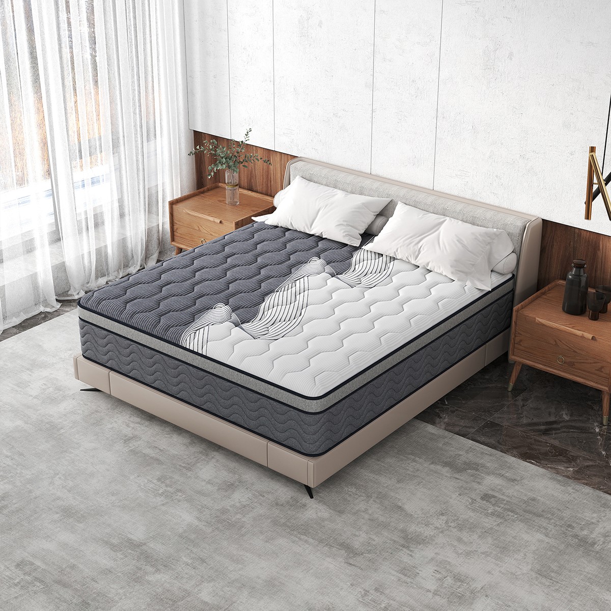 12″ Full Queen King Hybrid Mattress Medium Firm Soft Memory Foam Spring in a Box