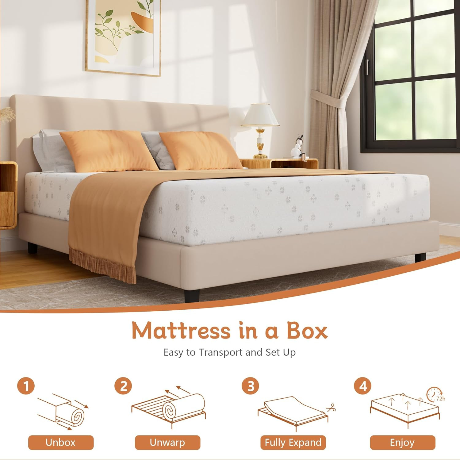 King Mattress 10 Inch Memory Foam Mattress in a Box, Gel Memory Foam or Lumbar S