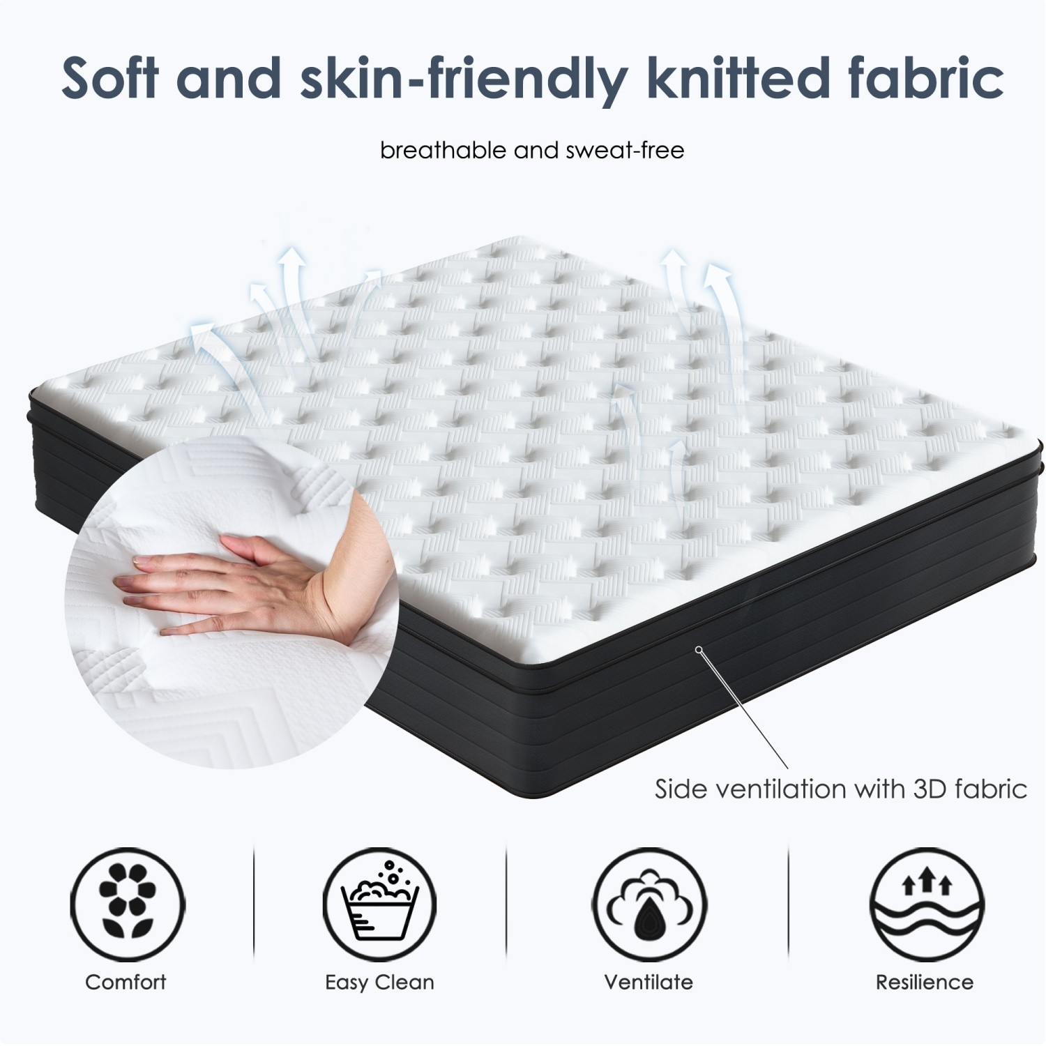 Twin/Full/Queen/King 12″ Mattress Hybrid-Pocket Springs Memory Foam CertiPUR-US