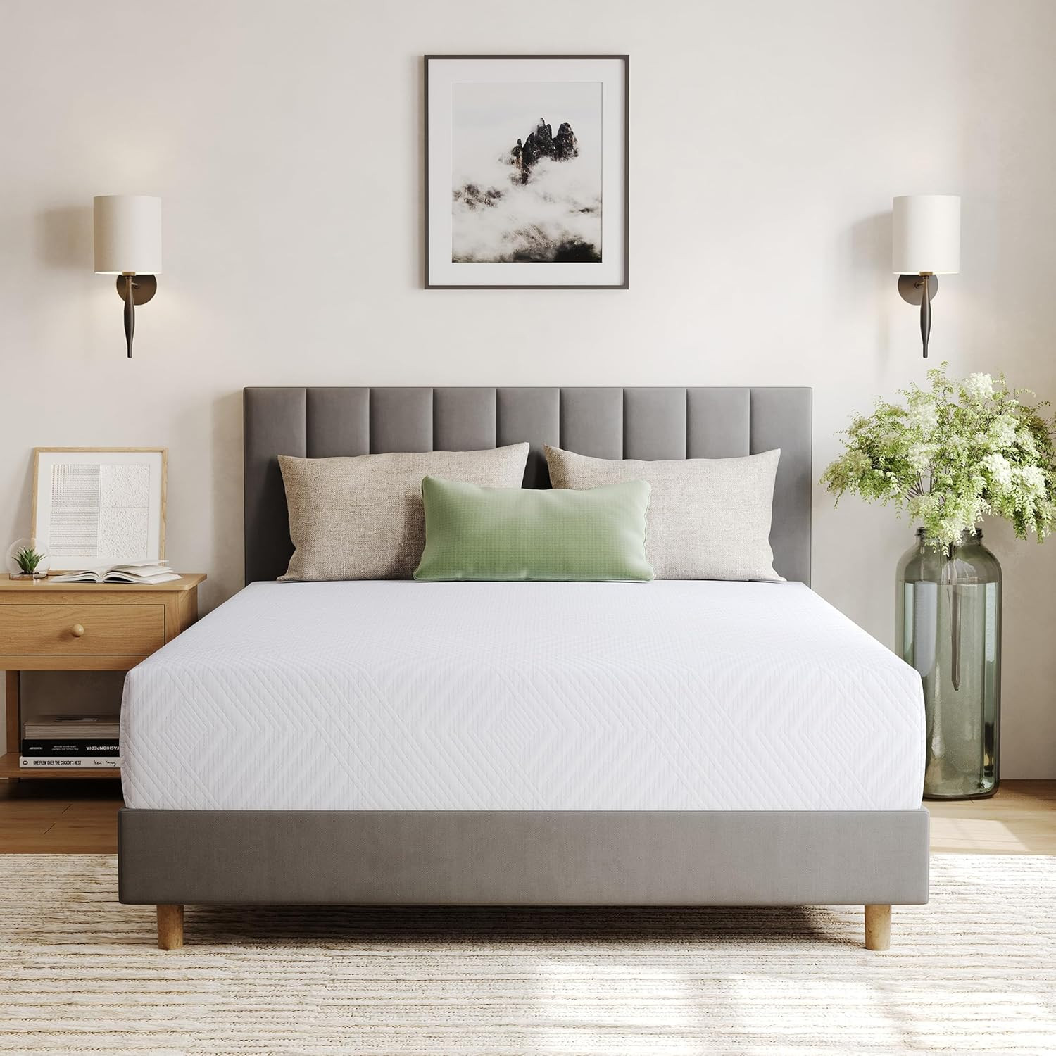 EGOHOME Short Queen Memory Foam RV Mattress 10 Inch, Green Tea Gel for Cooler Sl