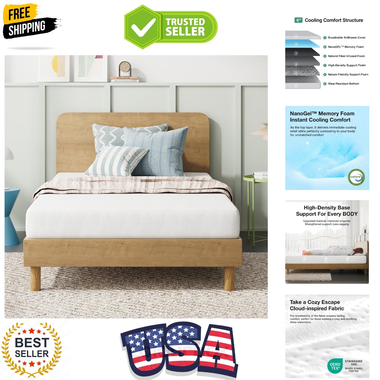 Twin Mattress, 6 Inch Twin Bed Mattress for Kids, Gel Memory Foam Mattresses …