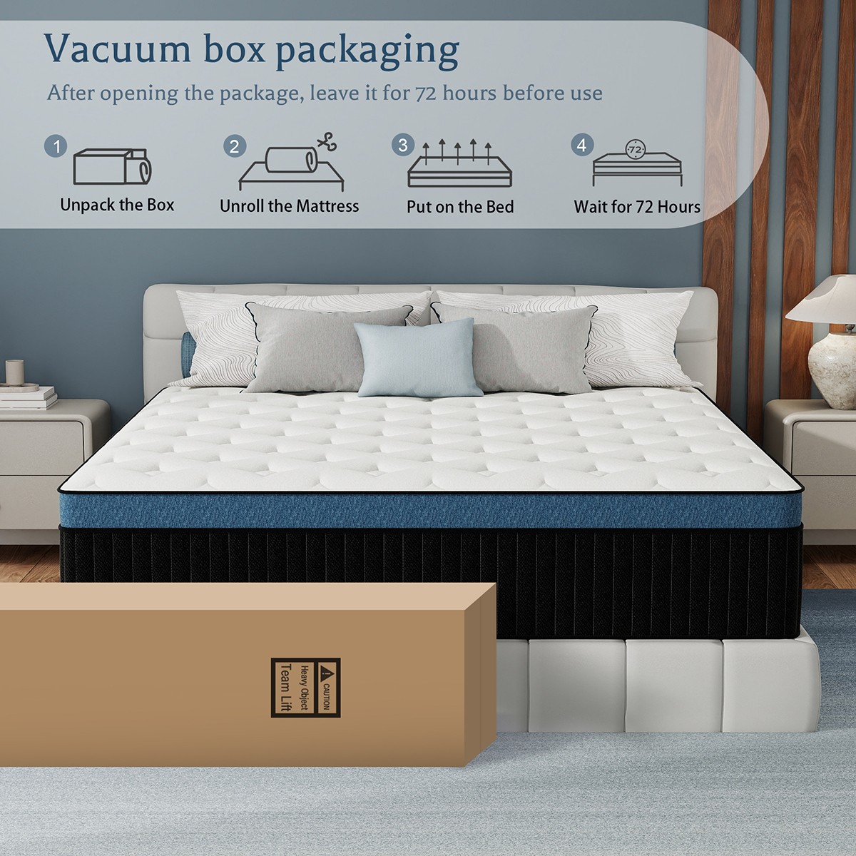 10″12″14″ Memory Foam Spring Hybrid Mattress in A Box Twin Full Queen King Size