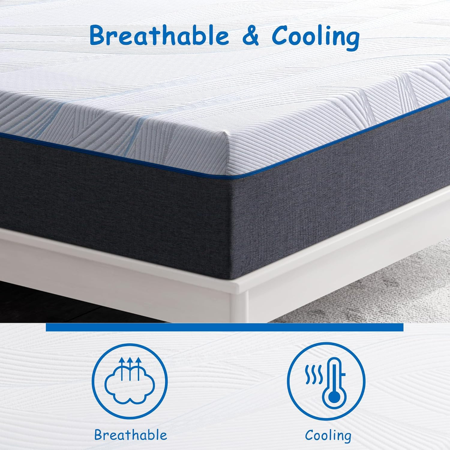 10“” Full Mattress, Memory Foam Mattress in a Box, Medium Firm Plush Top, Grey