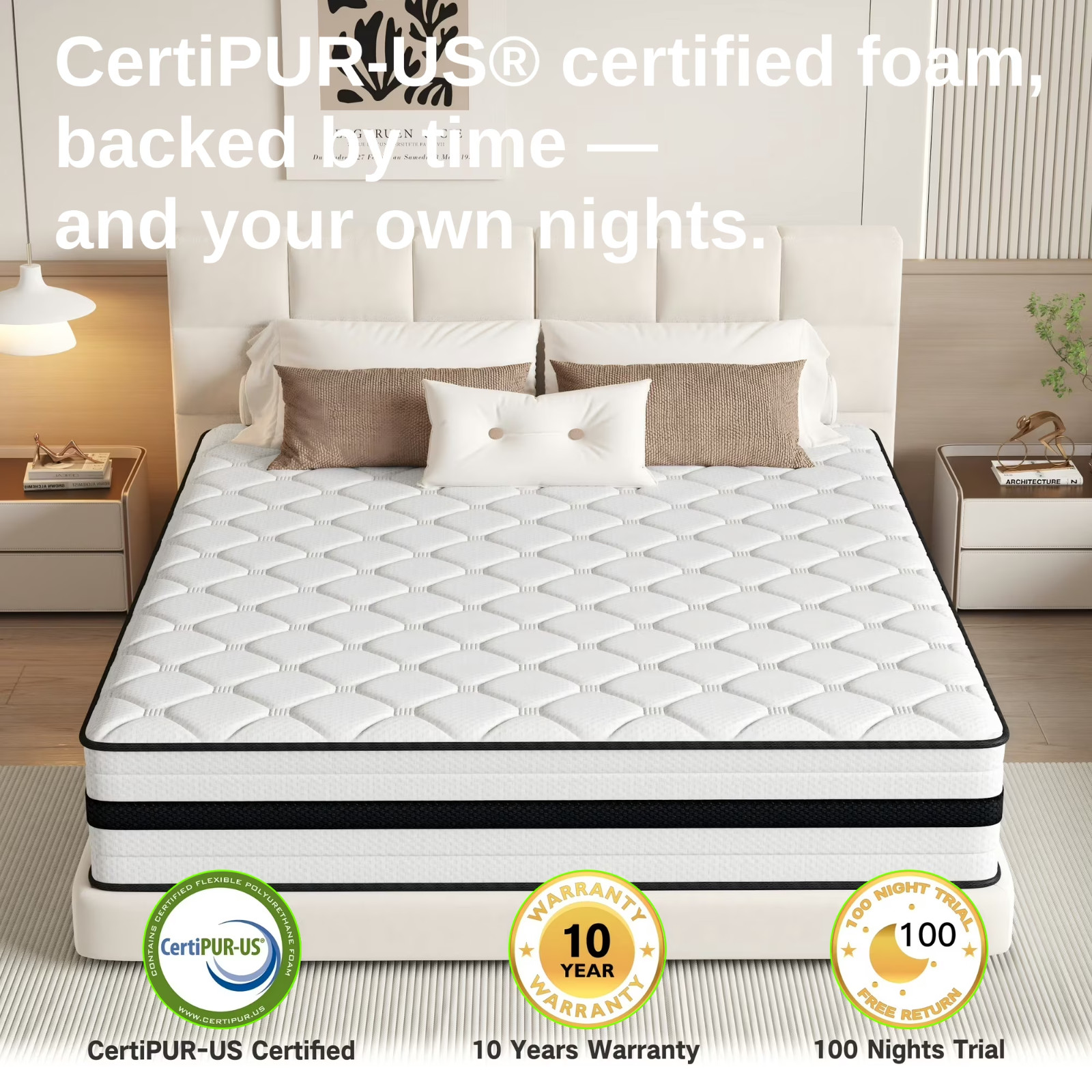 14″ Mattress In a Box Hybrid Pocket Foam Queen Mattress Memory Foam Best Sleep