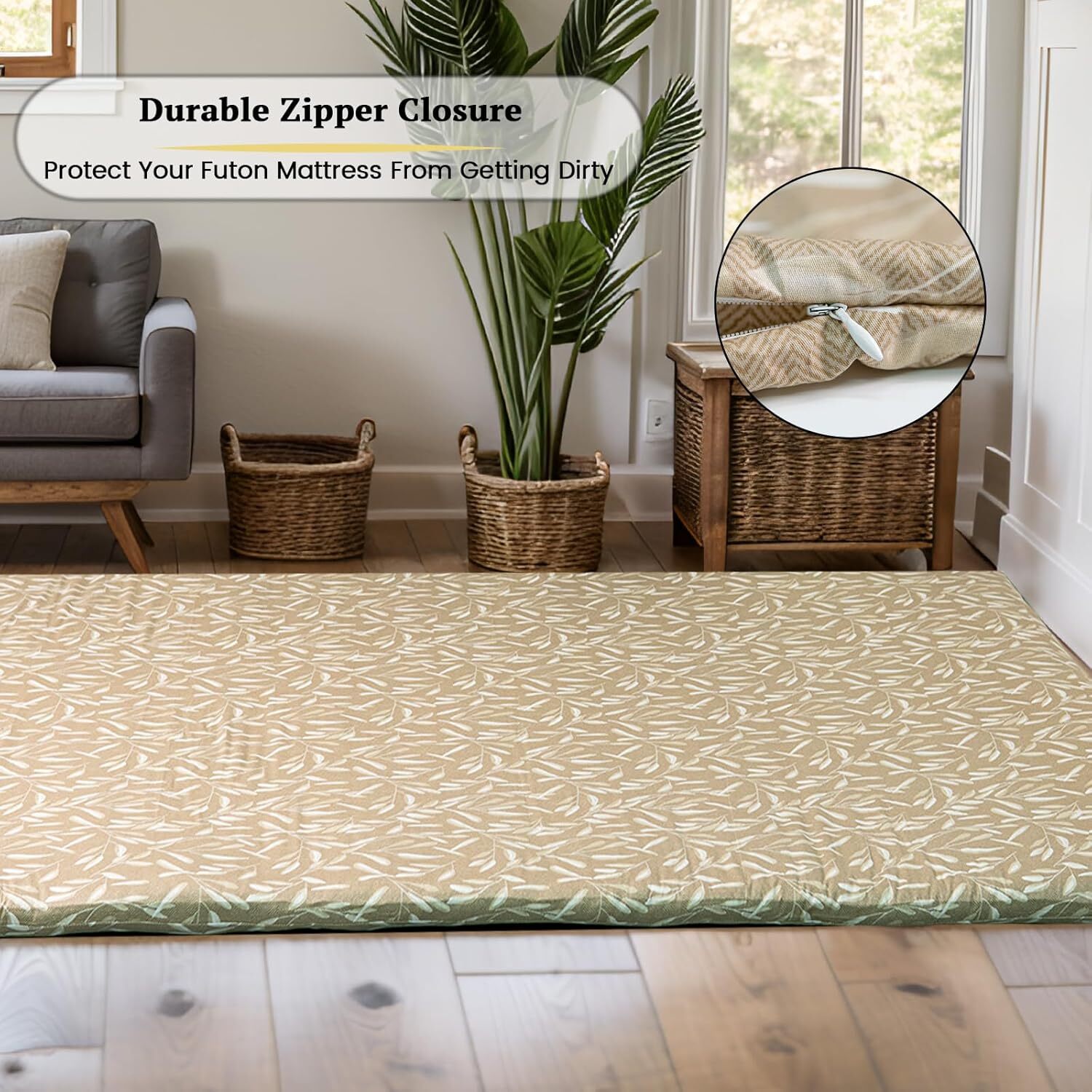 Futon Mattress Cover Queen Size for Traditional Japanese Floor Futon Mattress