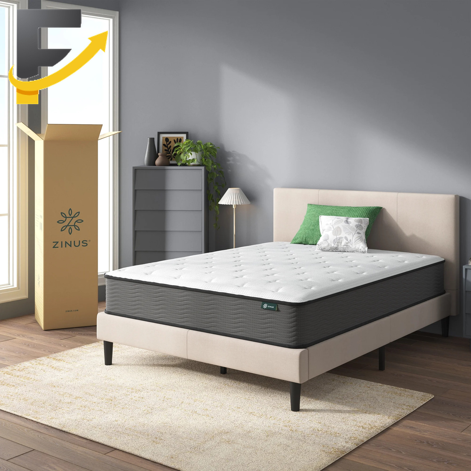 Zinus Support Plus 10″ Twin Tight Top Medium Hybrid Mattress with Comfort Foam
