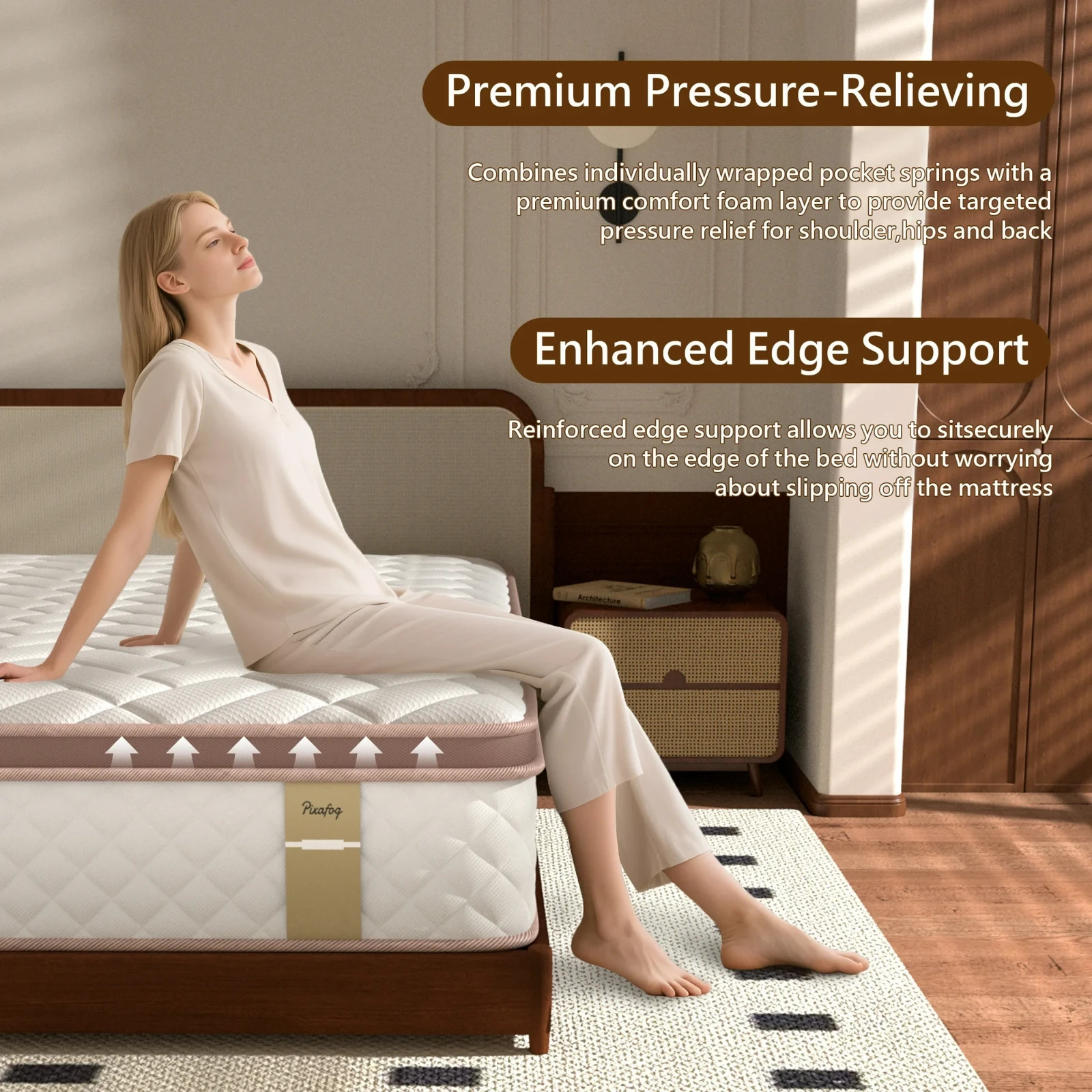 12″ Colchon King Gel Memory Foam Hibrido Cama King Medium Firm Mattress Hybrid