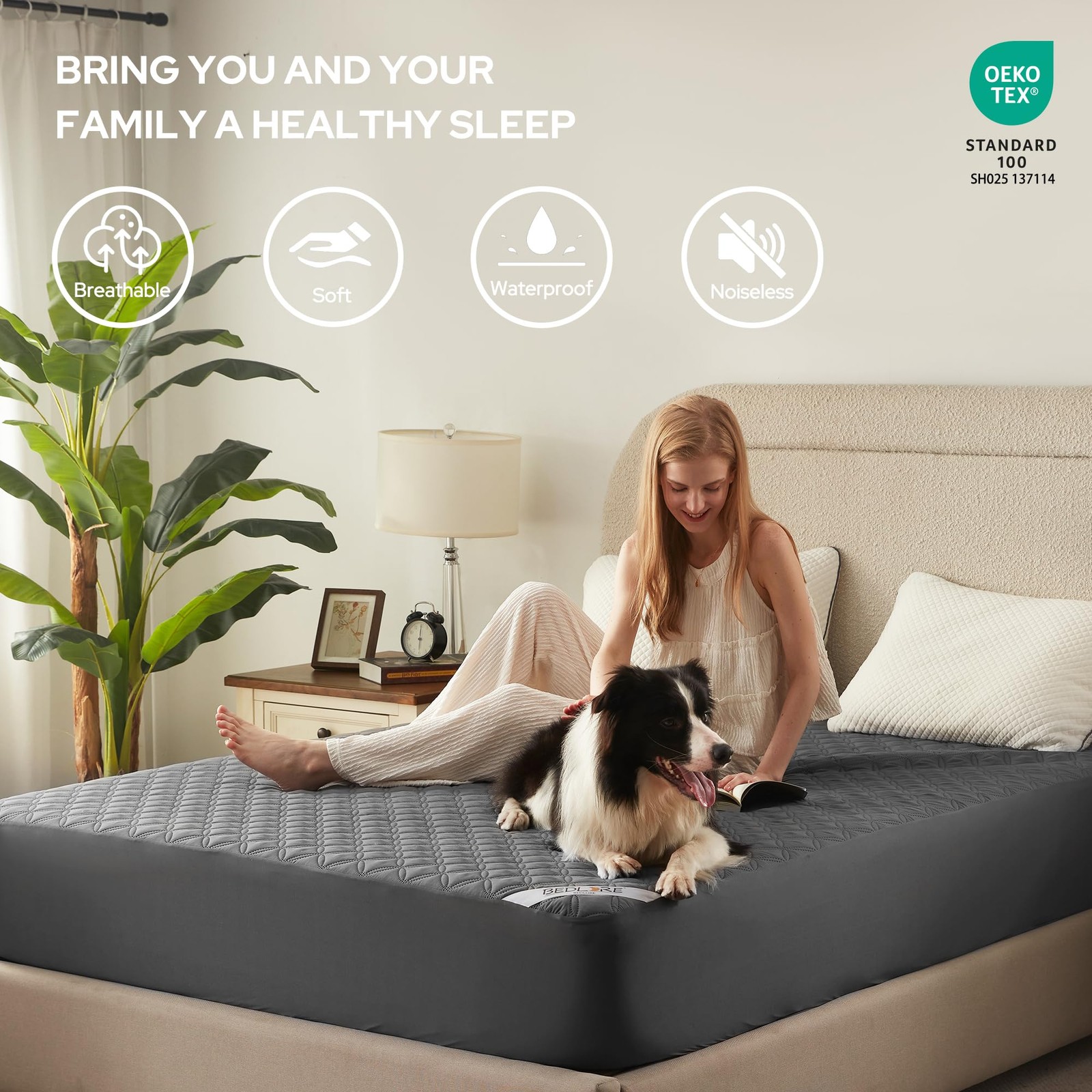2 Pack Waterproof Mattress Protector, Queen Size Pad Queen, Gray