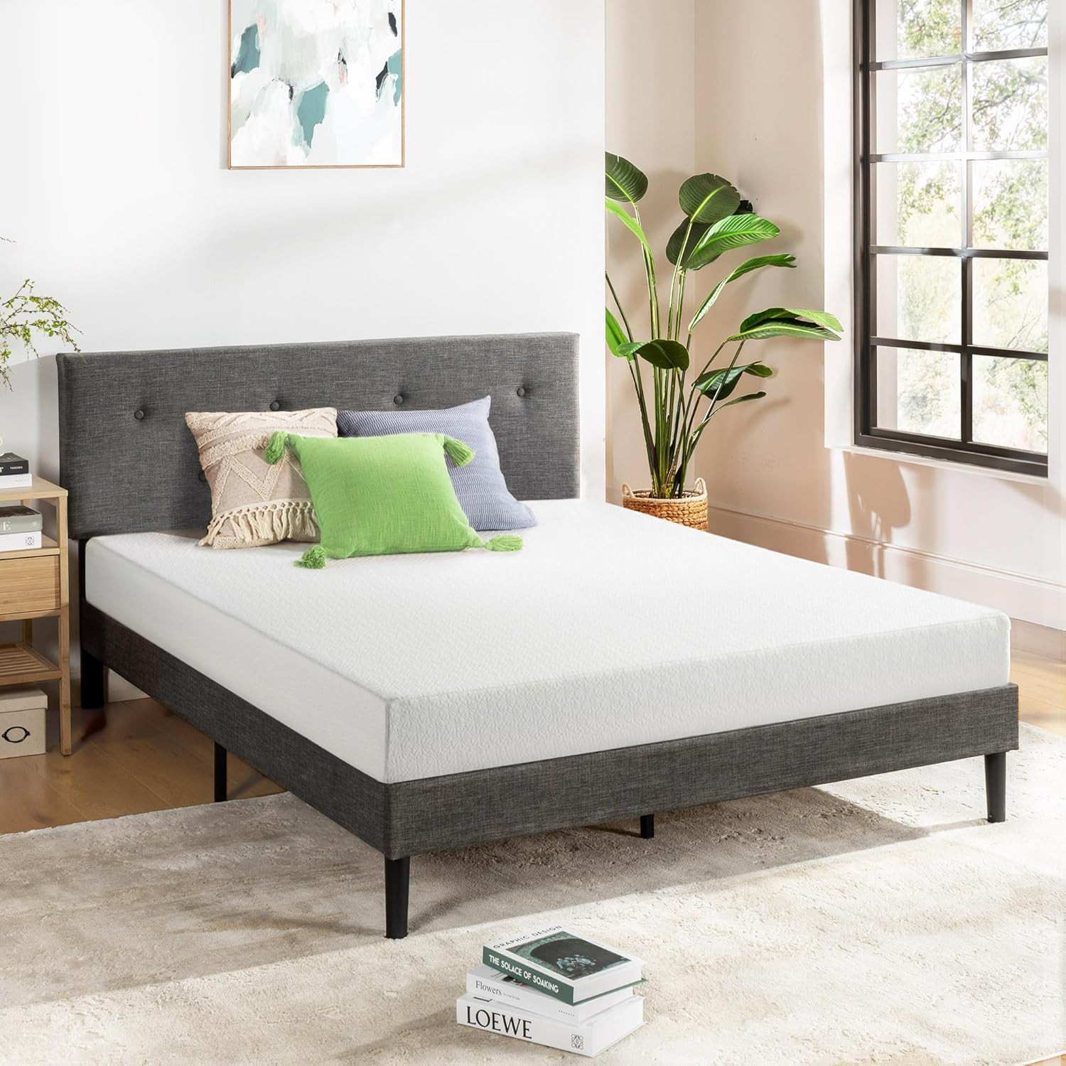 Best Price Mattress 6 Inch Twin Mattress Bed-In-A-Box, Green Tea Memory Foam, Wh