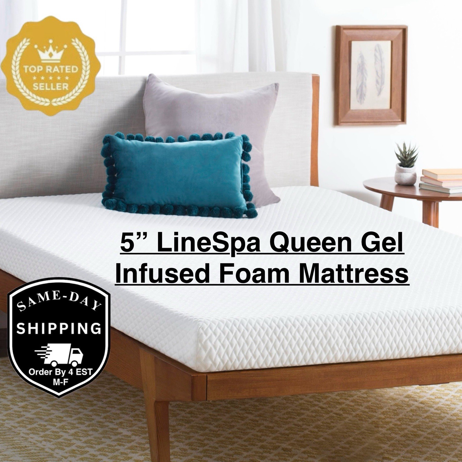 5 “ Gel Infused Memory Foam Mattress In A Box Queen Size 80×60 Firm Certi-Pur