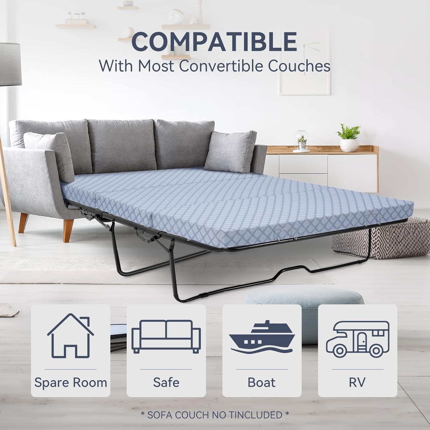 Foldable Sofa Bed Replacement Mattress Memory Foam 4″ Pull Out Sofa Bed Mattress