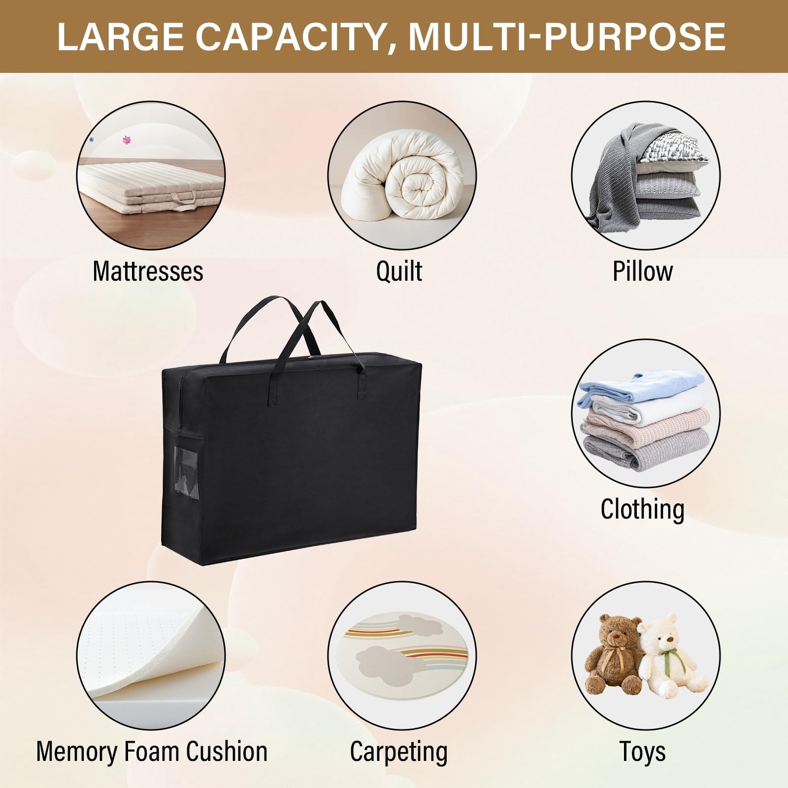 Folding Mattress Storage Bag, Carry Case for Trifold Memory Foam Mattress, Co…