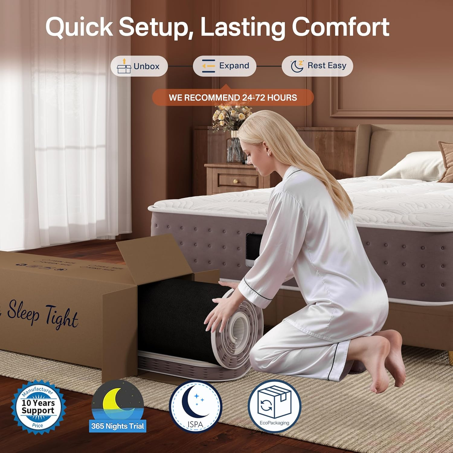 Full Size Mattress, 8 Inch Hybrid Full Mattress in a Box, Cooling Gel Memory Foa