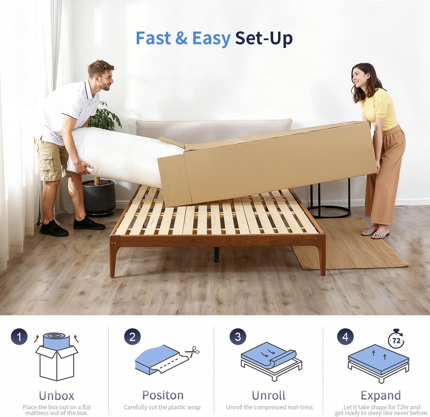 8 Inch Twin Mattress | Medium Firm | Gel Memory Foam Mattress | White | Bed i…