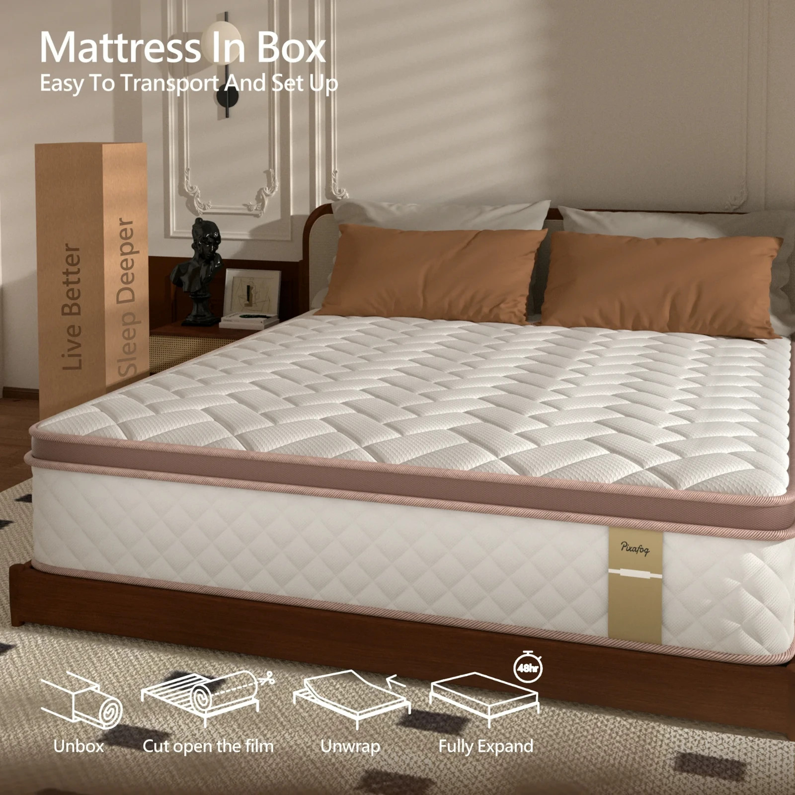 12″ Colchon King Gel Memory Foam Hibrido Cama King Medium Firm Mattress Hybrid