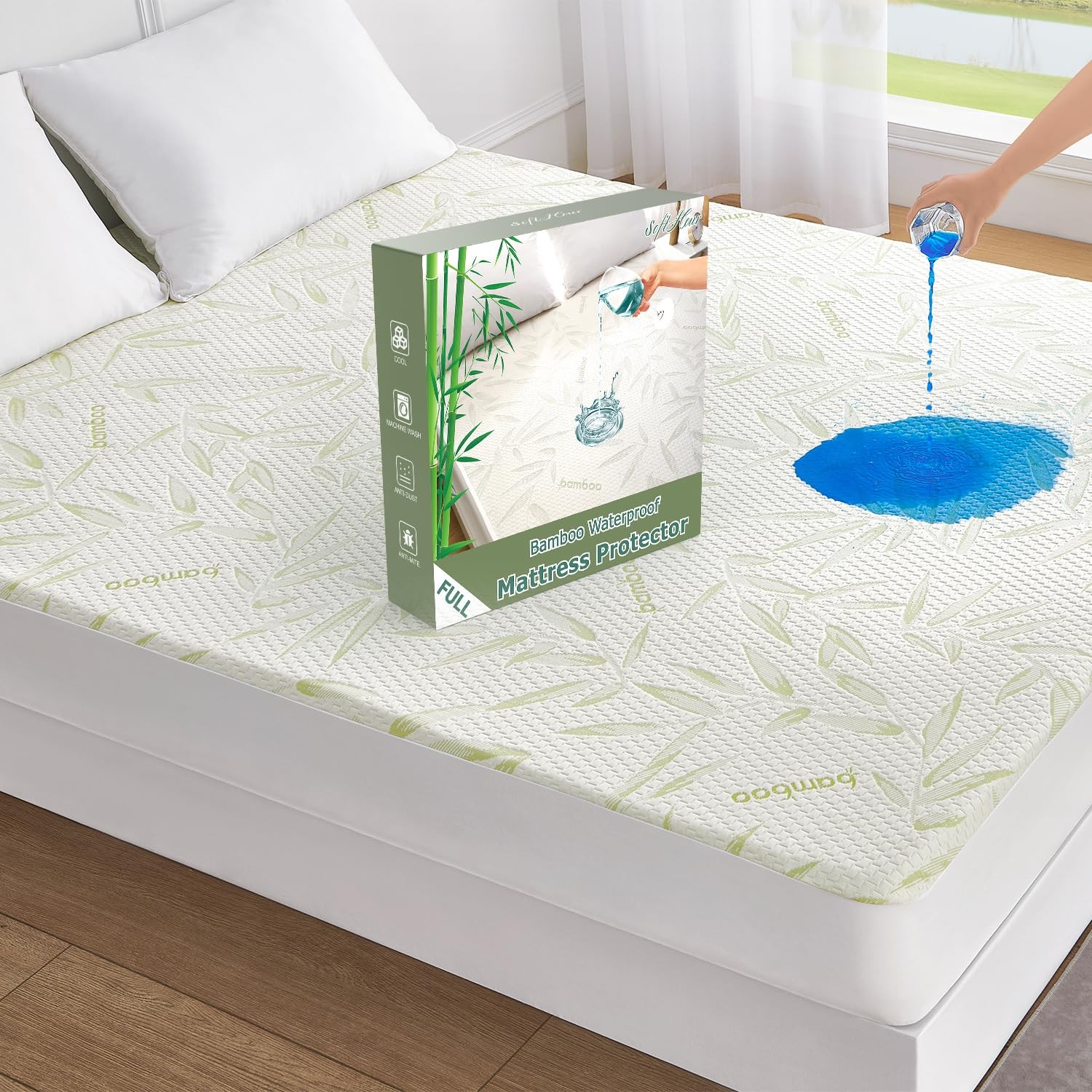 Full Size Mattress Protector Waterproof Full, Rayon Bamboo-new Pattern