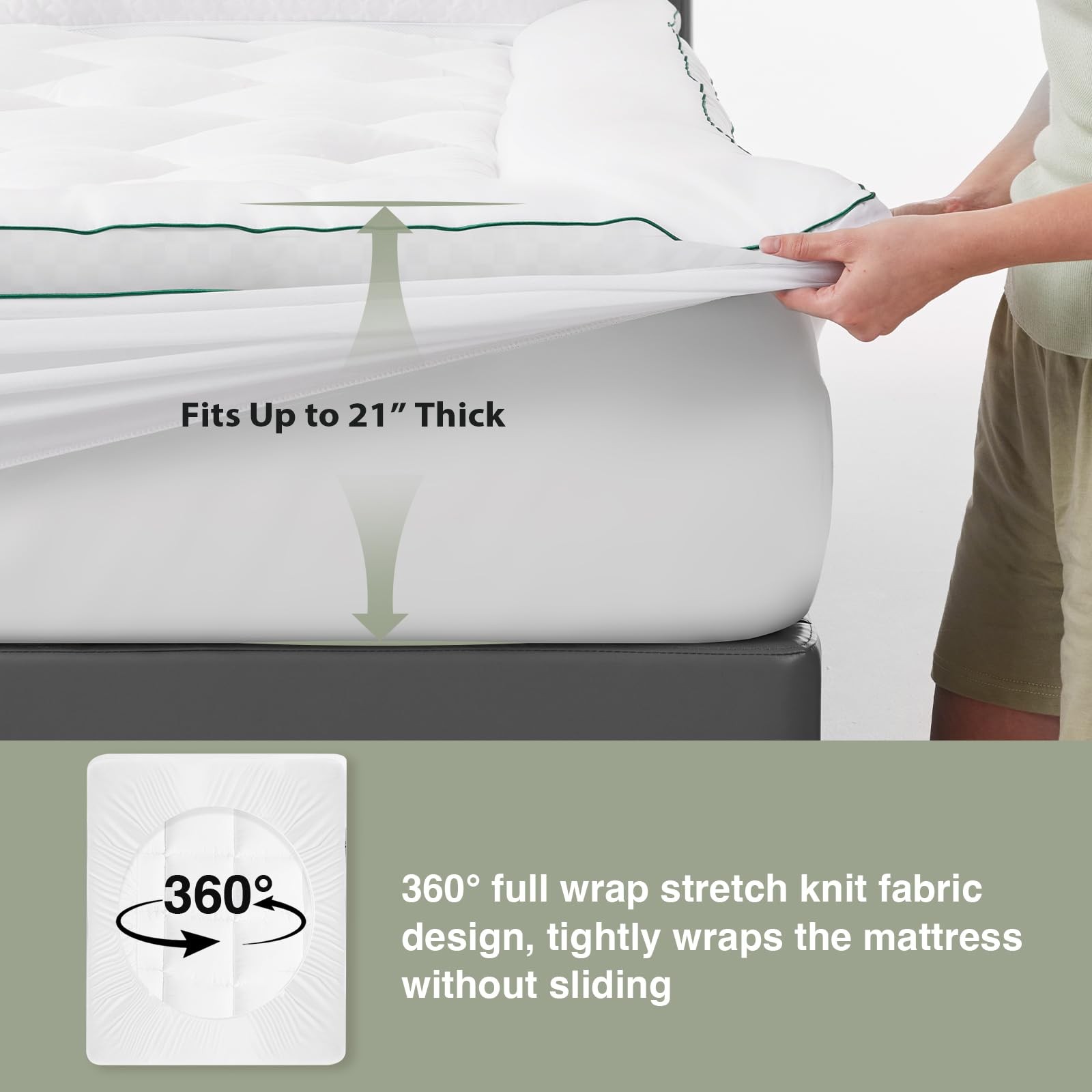 Twin Mattress Topper, Soft Pillow Top for Dorm Bed, Breathable Quilted Mattre…