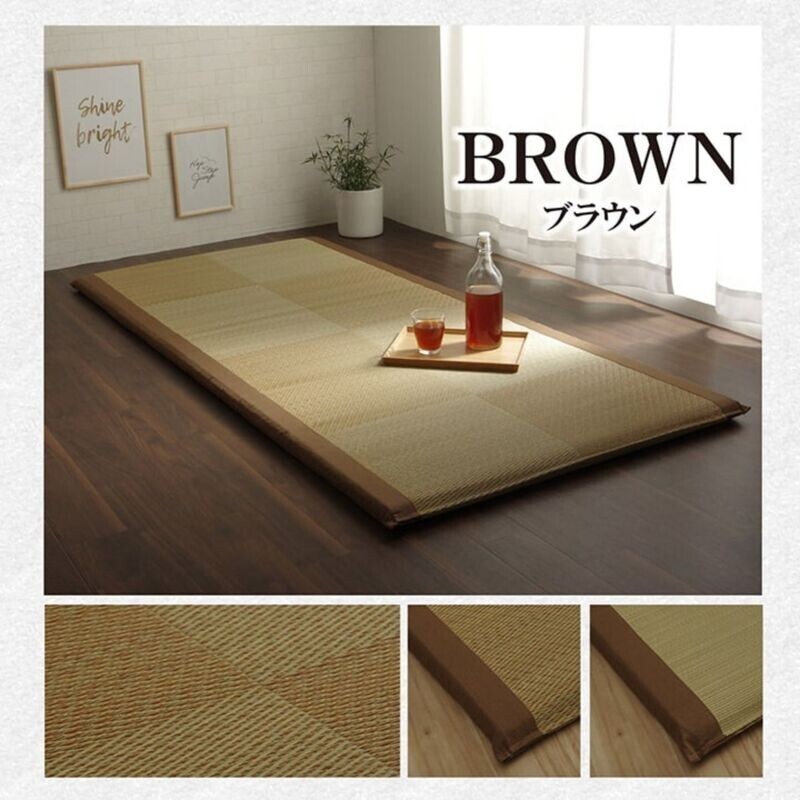 IKEHIKO Tatami Mattress Japanese rush grass Brown Twin Foldable Bed Futon New