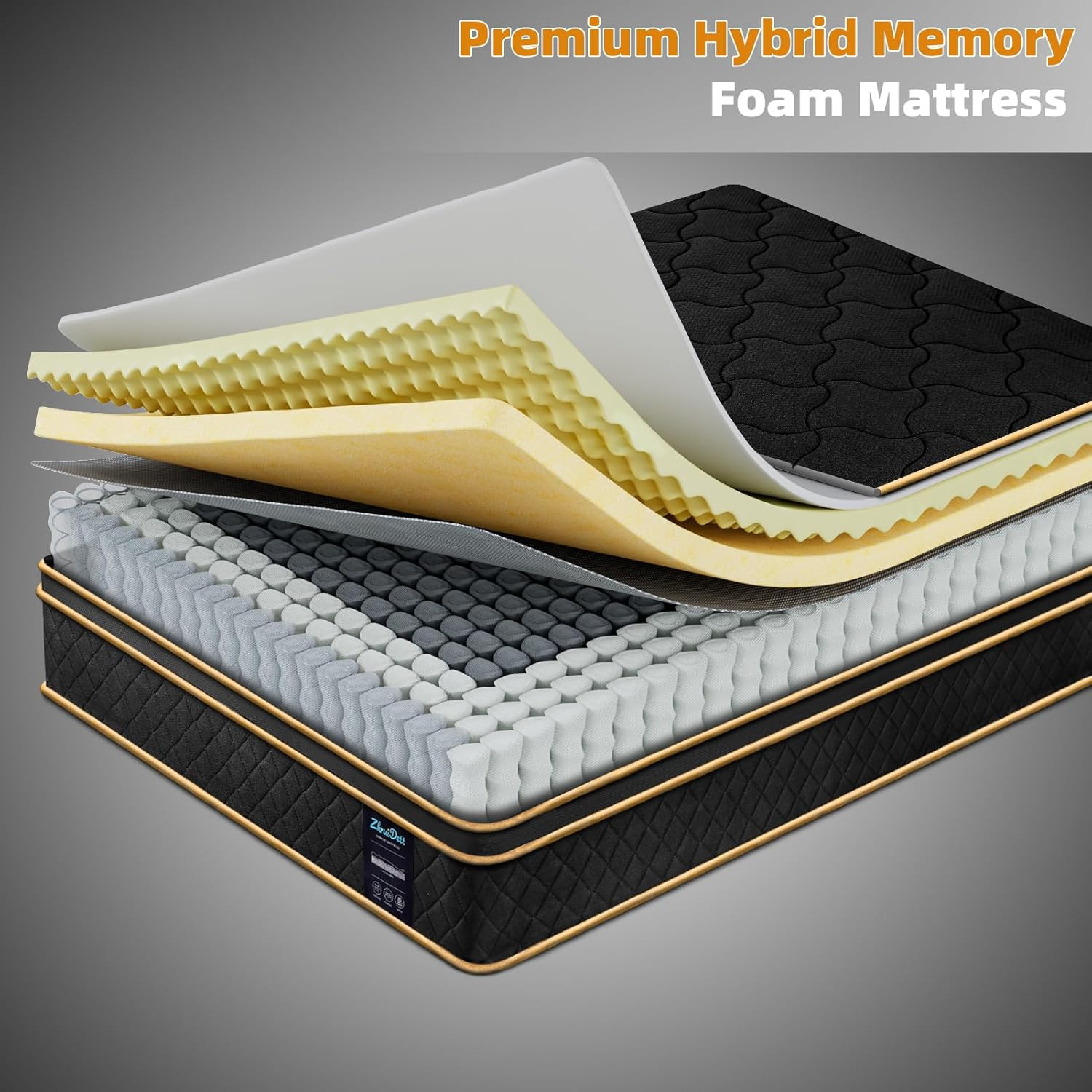 10 Inch Twin Hybrid Mattress Memory Foam Pocket Spring Medium Firm