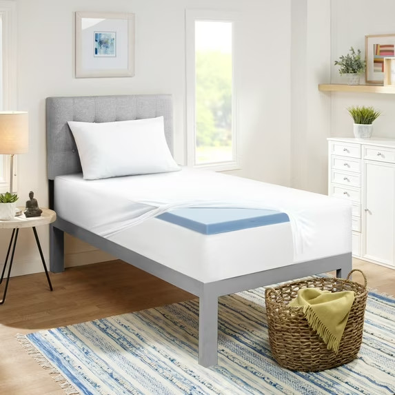 Dream Serenity Memory Foam Pillow, 2″ Topper, Mattress Protector Bundle, Twin-XL