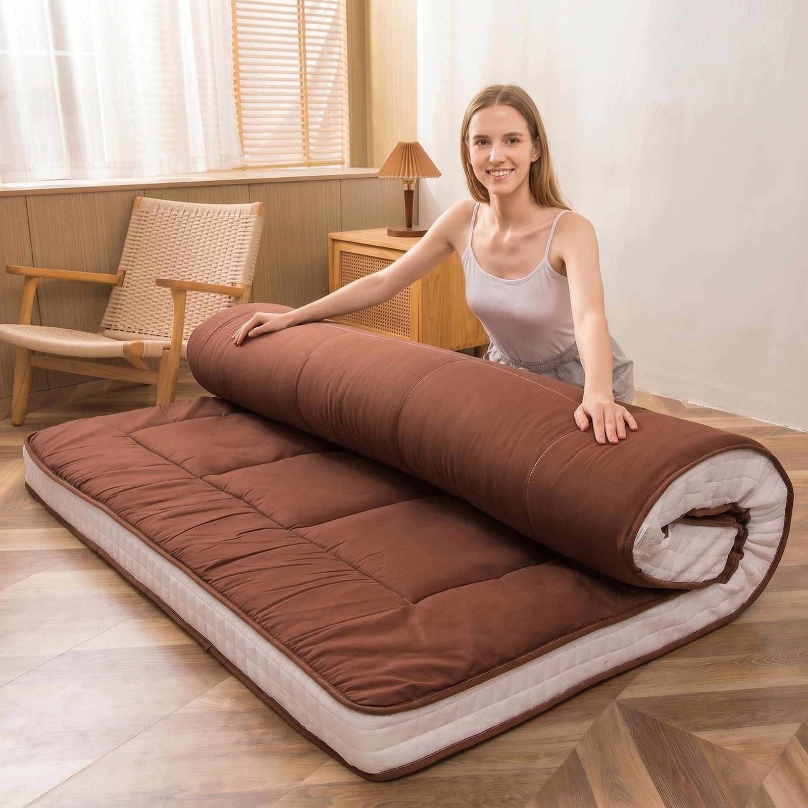 Futon Mattress, Japanese Floor Mattress Quilted Bed Mattress Topper, Extra Th…