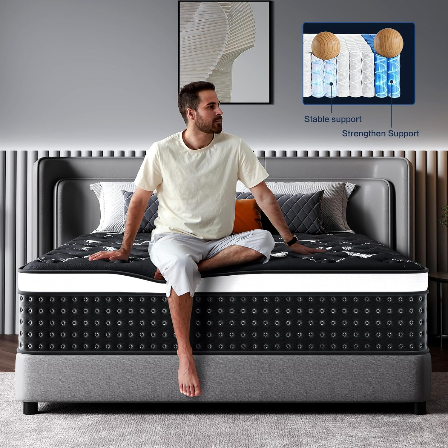 Full Size Mattress, 12 Inch Memory Foam Mattress in a Box, Breathable Fabric, Po