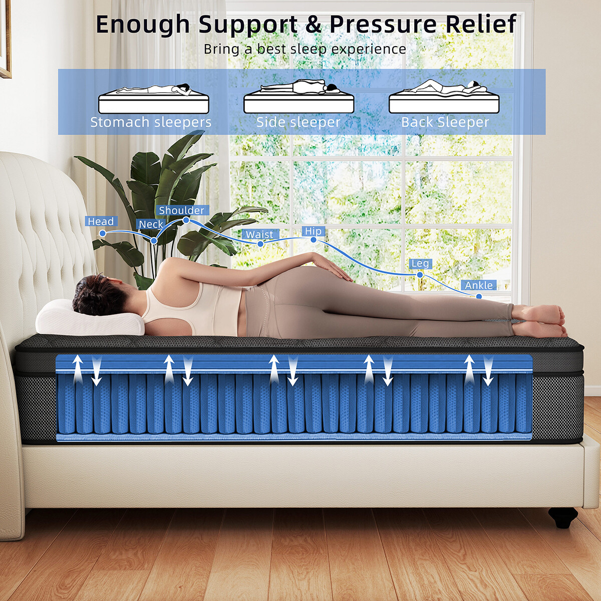 12″ Mattress In a Box Gel Memory Foam Pocket Spring Twin Full Queen King Size
