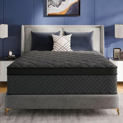 Size Mattress, 12 Inch Luxury Hybrid Mattress in a Box, Twin 12.0 Inches Black