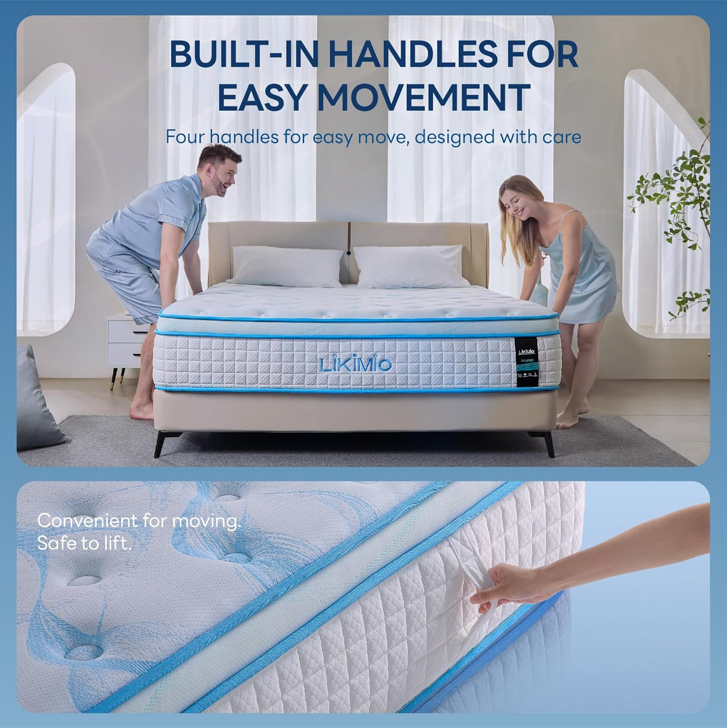 14″ Hybrid Mattress – USA Made, Gel Foam, Pocket Springs, Cooling Tech, Medium F