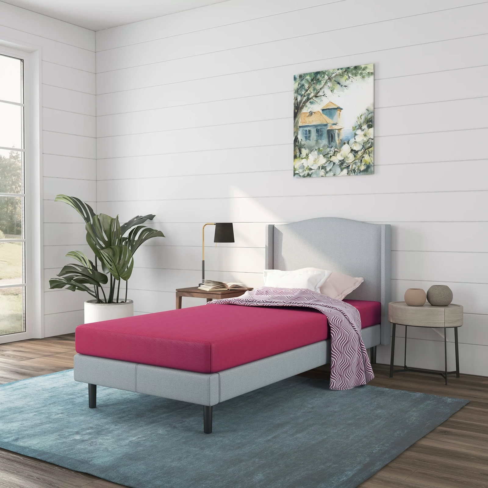 Pink Twin Memory Foam Mattress Bunk Bed Size 5″ 5 Inch Single Eggcrate Base
